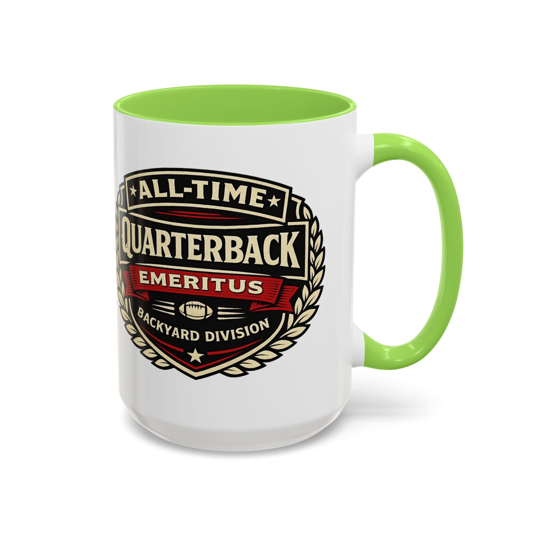 Mug - 'All-Time Quarterback Emeritus' Vintage Football Crest Coffee Mug (11oz/15oz)
