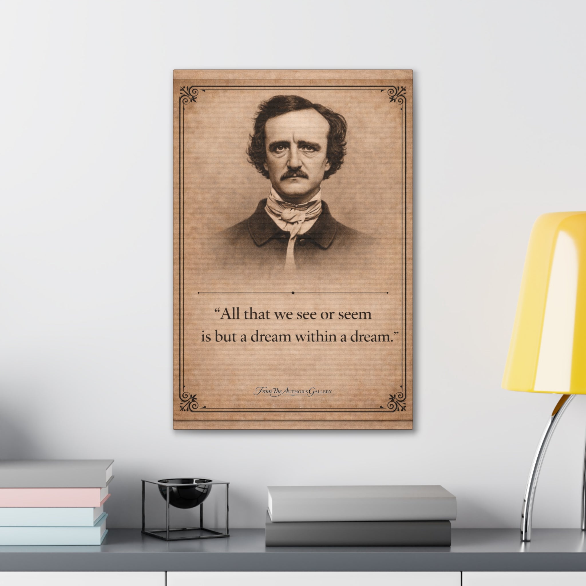 Edgar Allan Poe — "All that we see or seem is but a dream within a dream" --Vintage Literary Canvas Piece