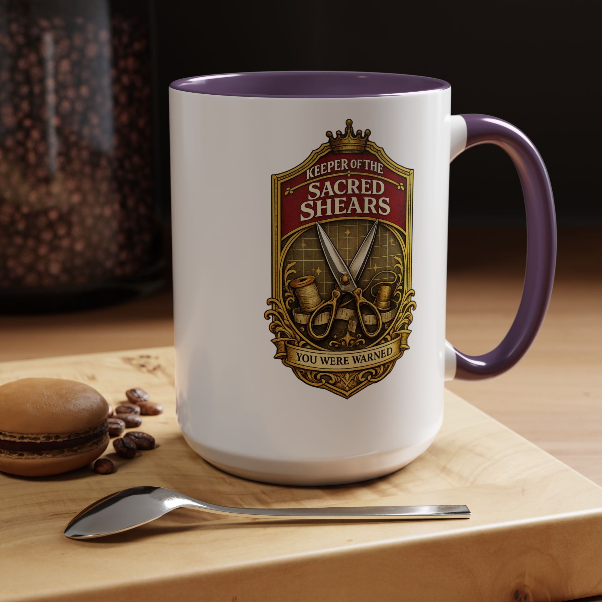 Keeper of the Sacred Shears Coffee Mug — Funny Barber/Hairstylist Gift (11/15oz)
