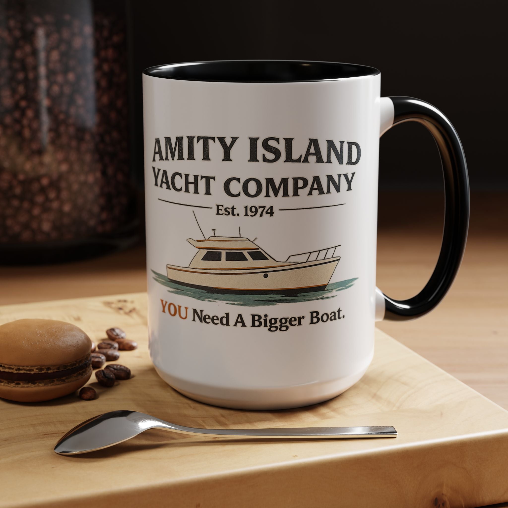 Yacht Company Accent Coffee Mug — "Amity Island Yacht Company: You Need A Bigger Boat"