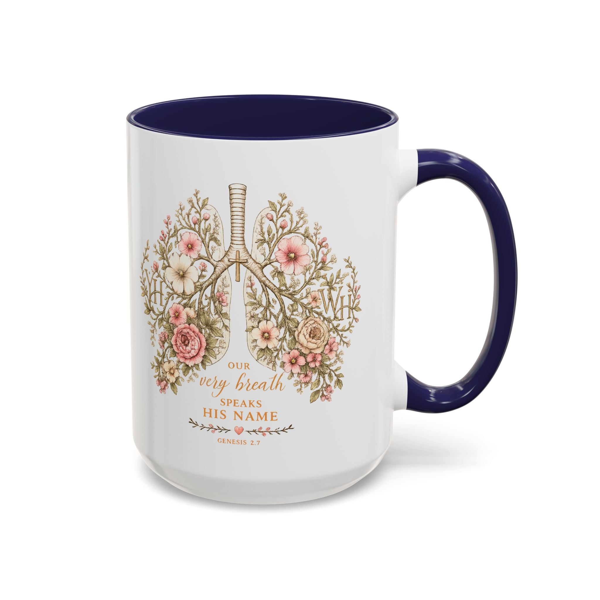Every Breath Speaks His Name – Genesis 2:7 Christian Botanical Lung Mug (YHWH Design, Nurse Gift, Faith Mug)