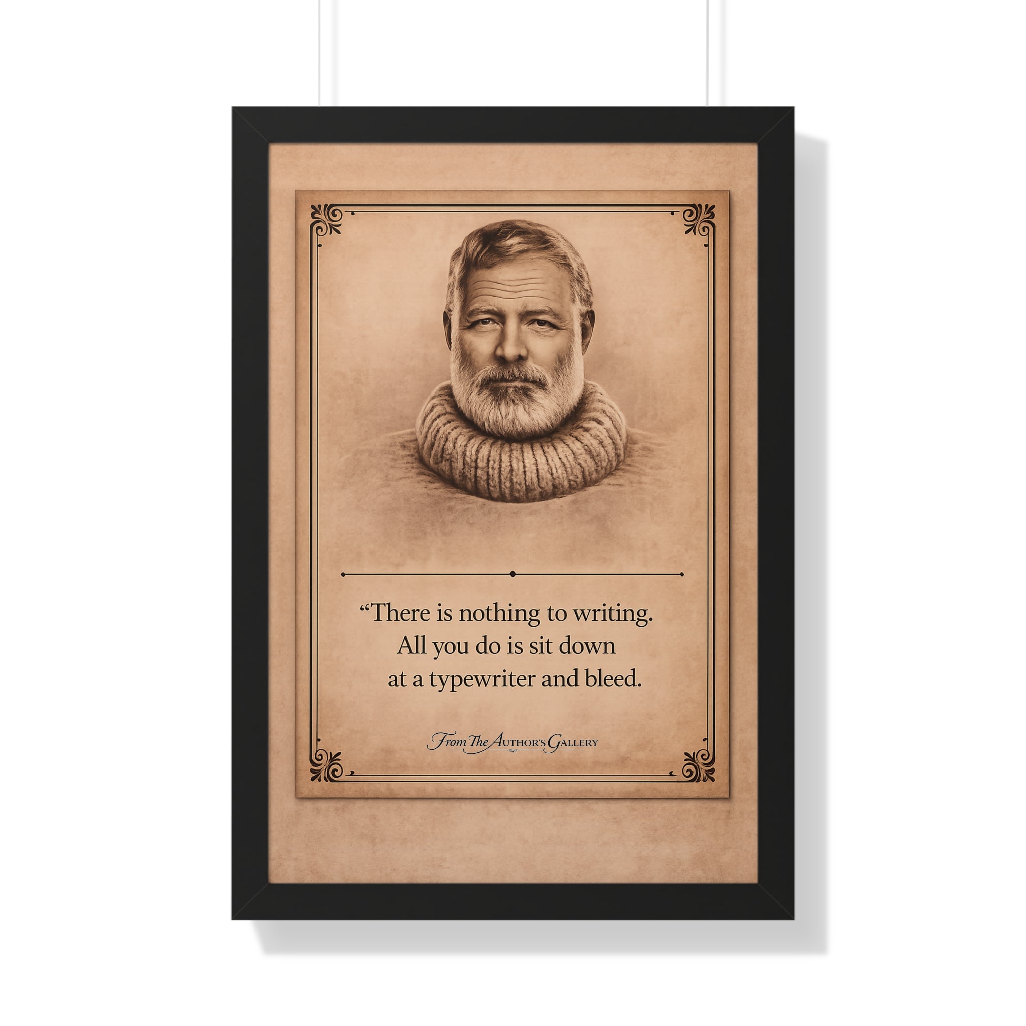 Hemingway — Framed Vintage Literary Print — The Author’s Gallery