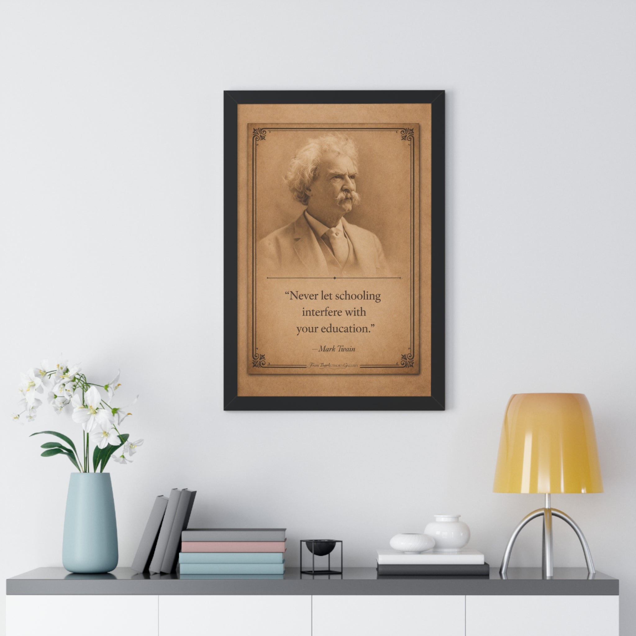 Twain on Schooling -- Framed Vintage Literary Print -- The Author's Gallery