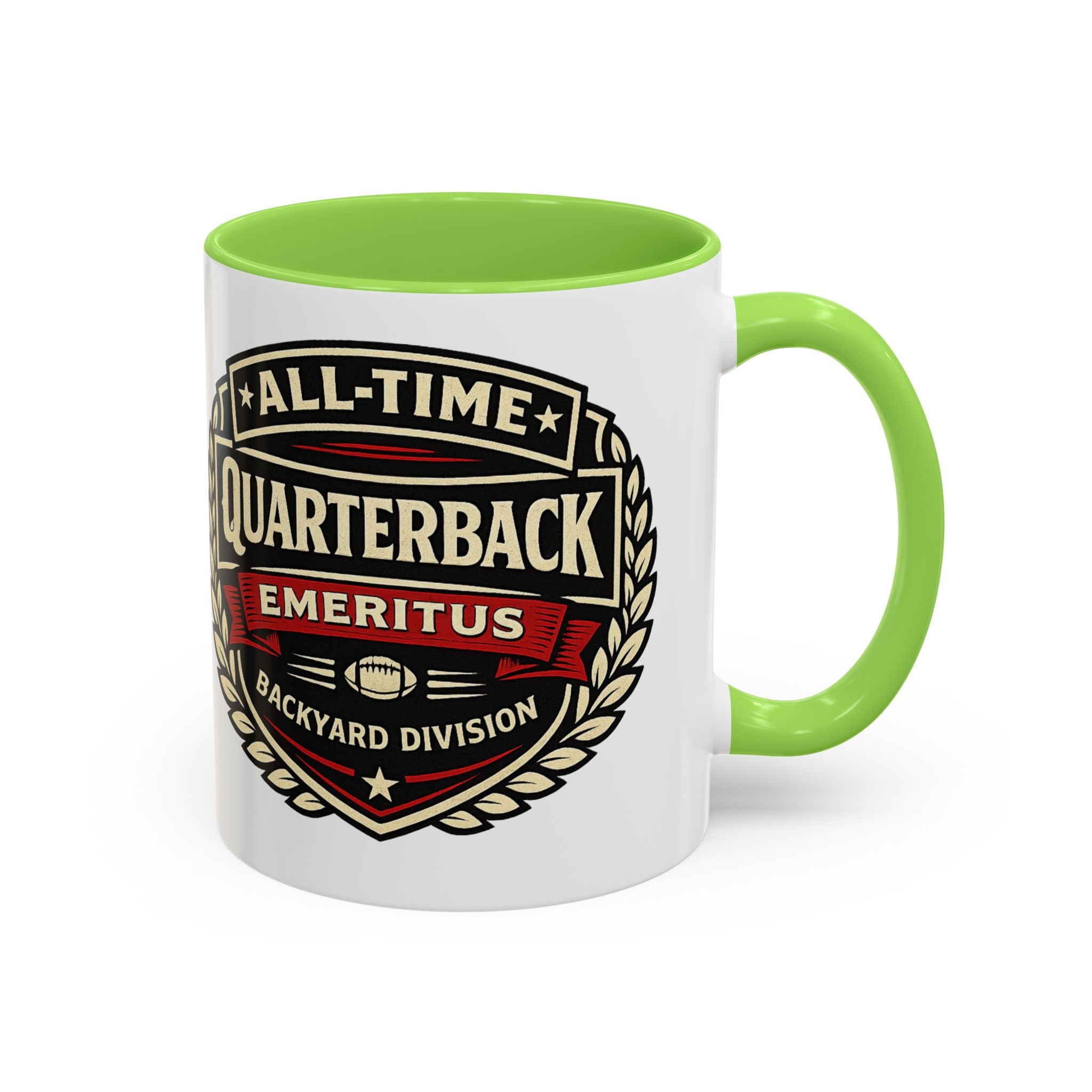 Mug - 'All-Time Quarterback Emeritus' Vintage Football Crest Coffee Mug (11oz/15oz)