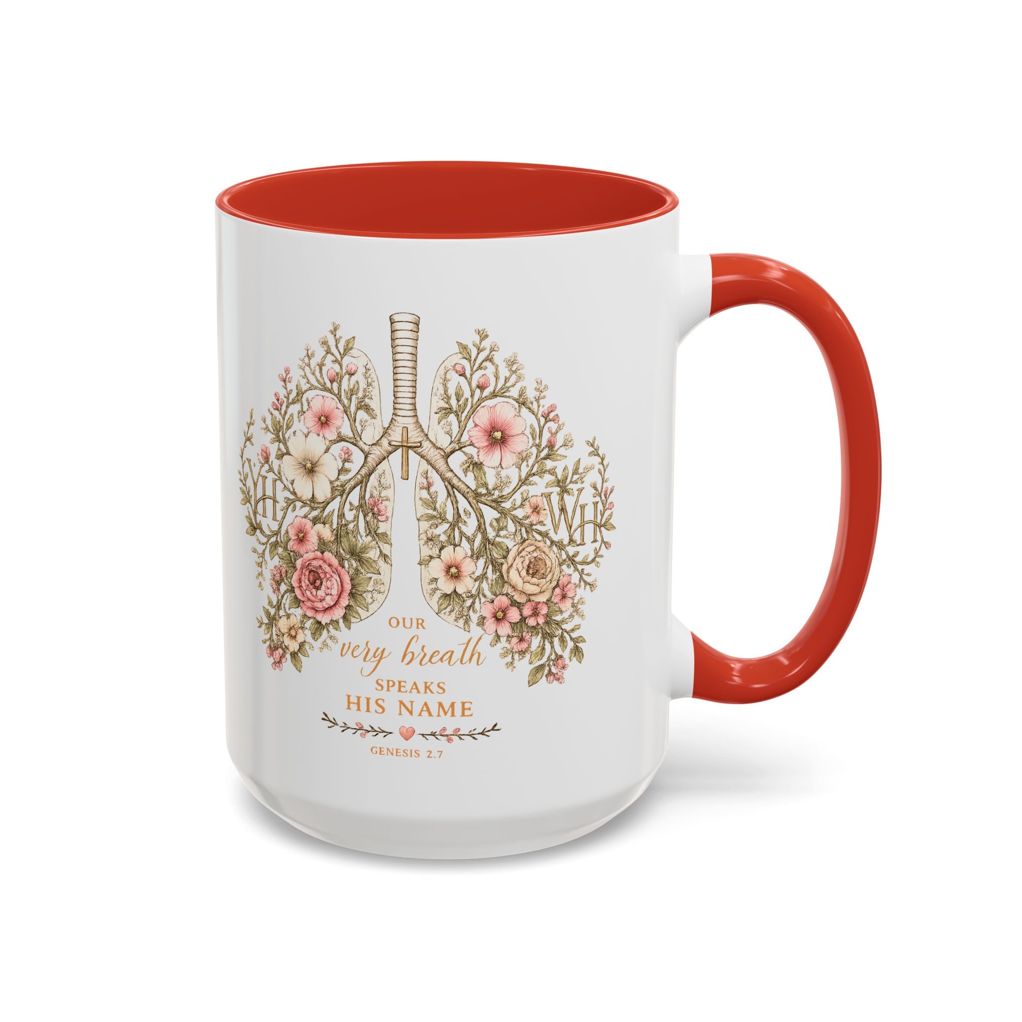 Every Breath Speaks His Name – Genesis 2:7 Christian Botanical Lung Mug (YHWH Design, Nurse Gift, Faith Mug)