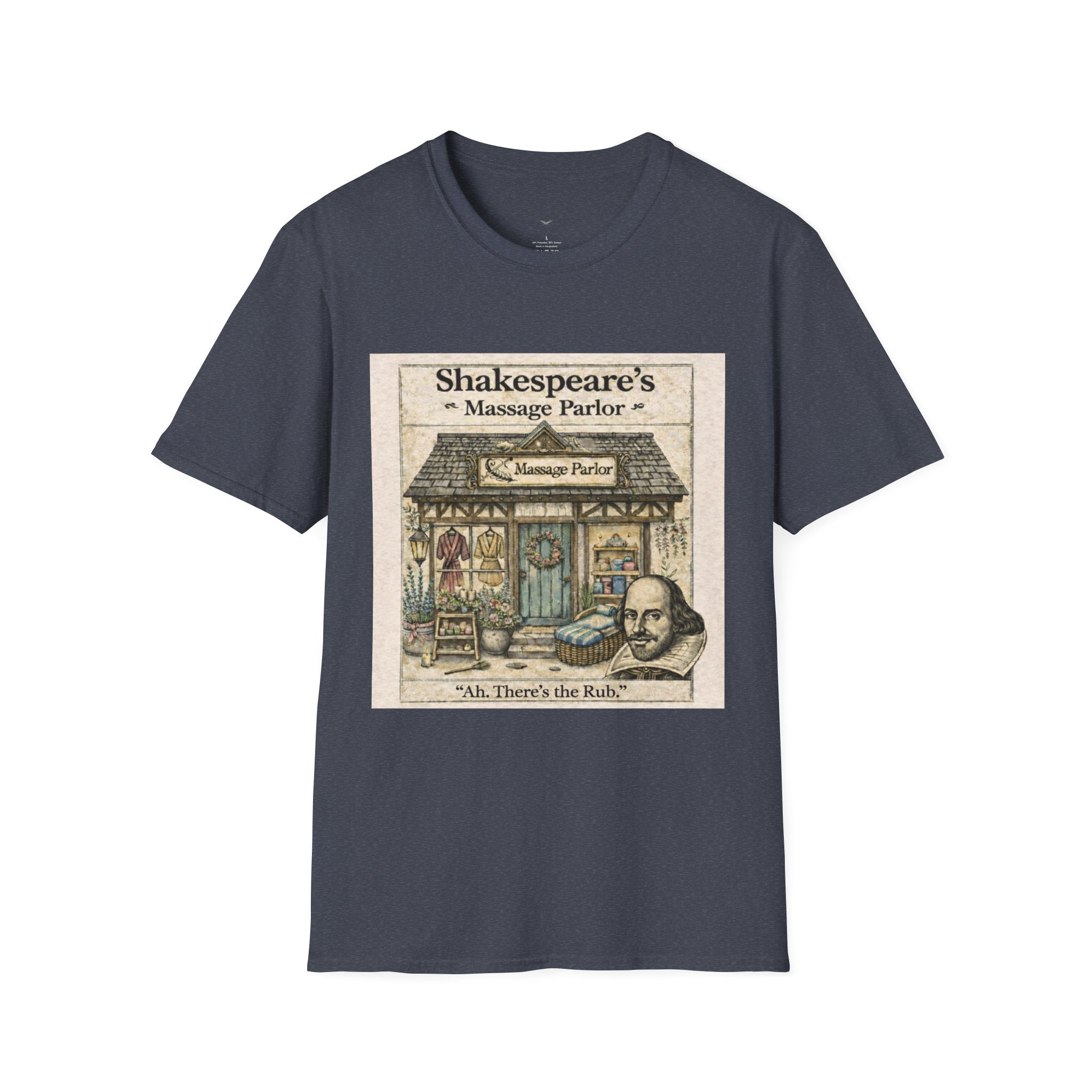 Shakespeare’s Massage Parlor T-Shirt — Vintage Literary Humor Tee