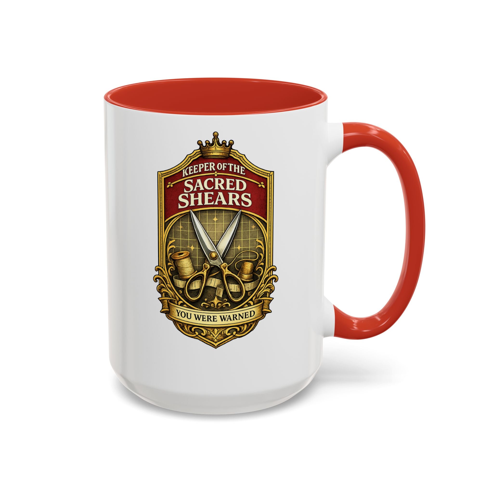 Keeper of the Sacred Shears Coffee Mug — Funny Barber/Hairstylist Gift (11/15oz)