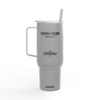 Faith > Fear — Psalm 56:3 Engraved 40oz Travel Mug | Insulated Koozie Tumbler with Handle | Christian Gift | The Foundation Collection