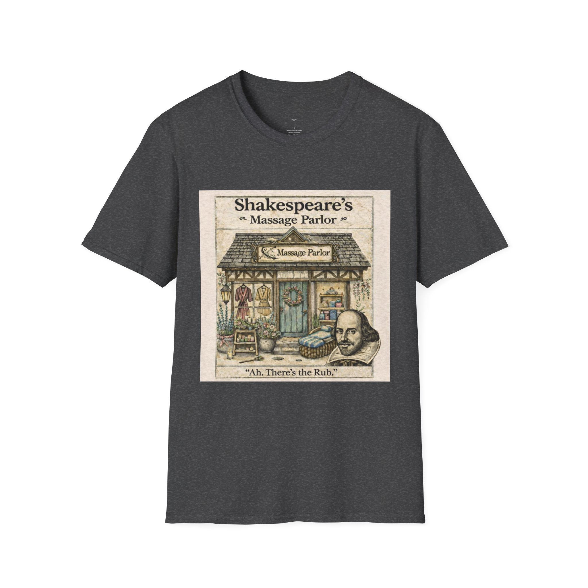 Shakespeare’s Massage Parlor T-Shirt — Vintage Literary Humor Tee