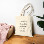 Grace Scripture Tote Bag — Cotton Canvas Bible Verse Grocery Tote (Gal. 6:18, Rom. 5:20)