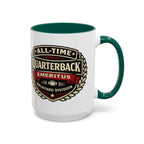 Mug - 'All-Time Quarterback Emeritus' Vintage Football Crest Coffee Mug (11oz/15oz)