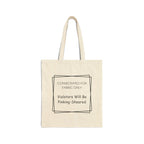 Tote Bag — "Sacred Shears" Sewing Humor Canvas Tote ("Consecrated for Fabric Only — Violators Will Be Pinking-Sheared")