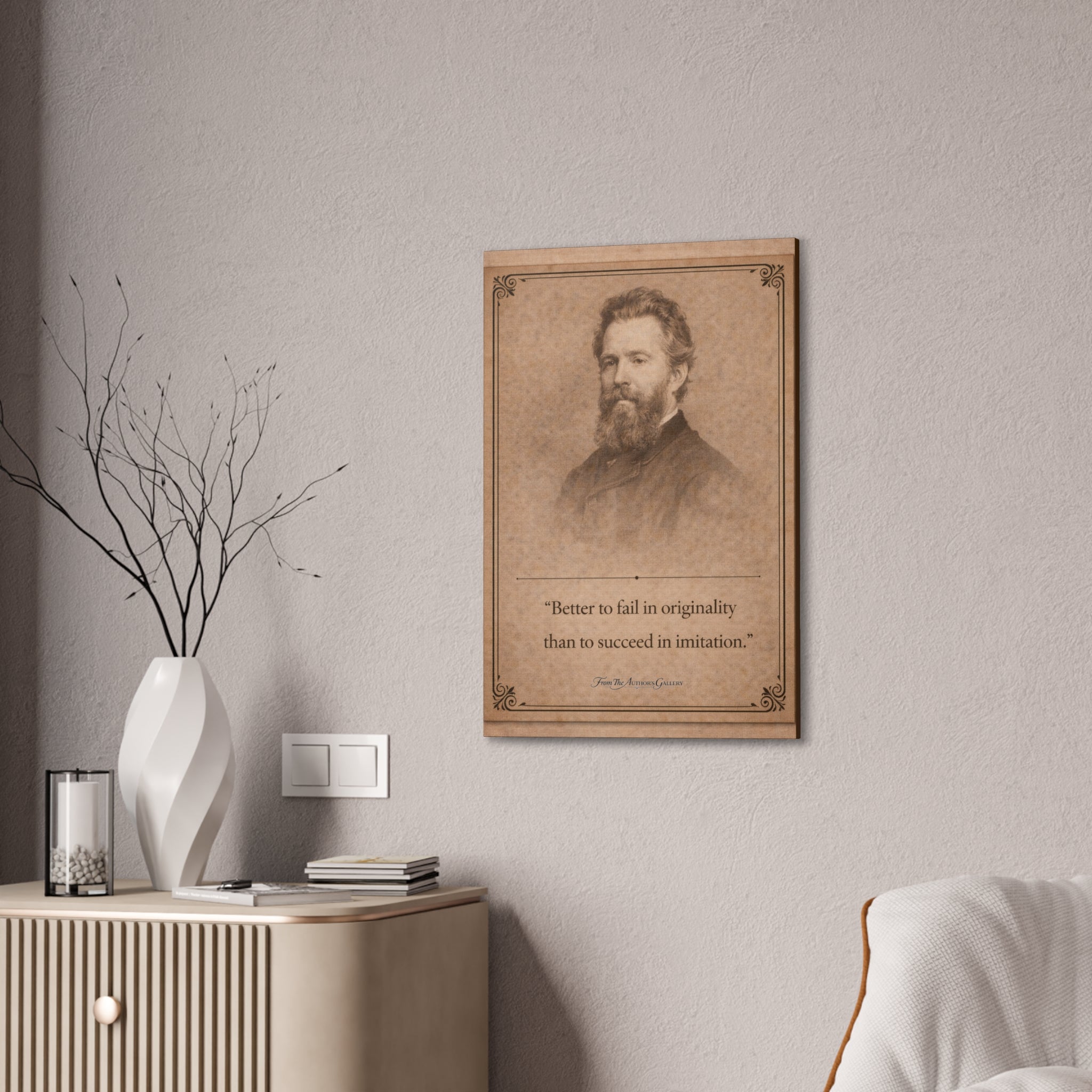 Herman Melville -- “Better to fail in originality than to succeed in imitation.” -- Vintage Literary Canvas Piece