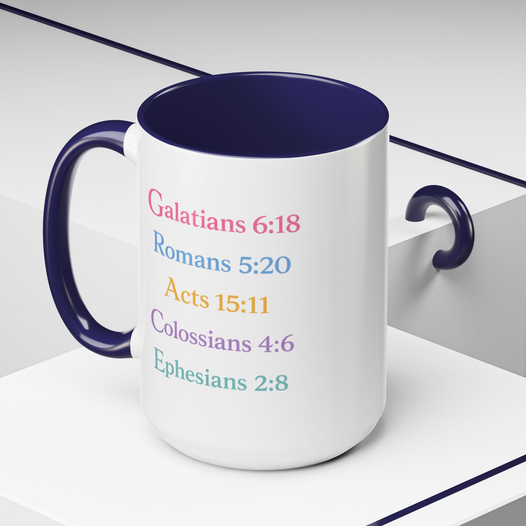 GRACE — Pastel Scripture Typography Mug  -- The Foundation Collection (15 oz)