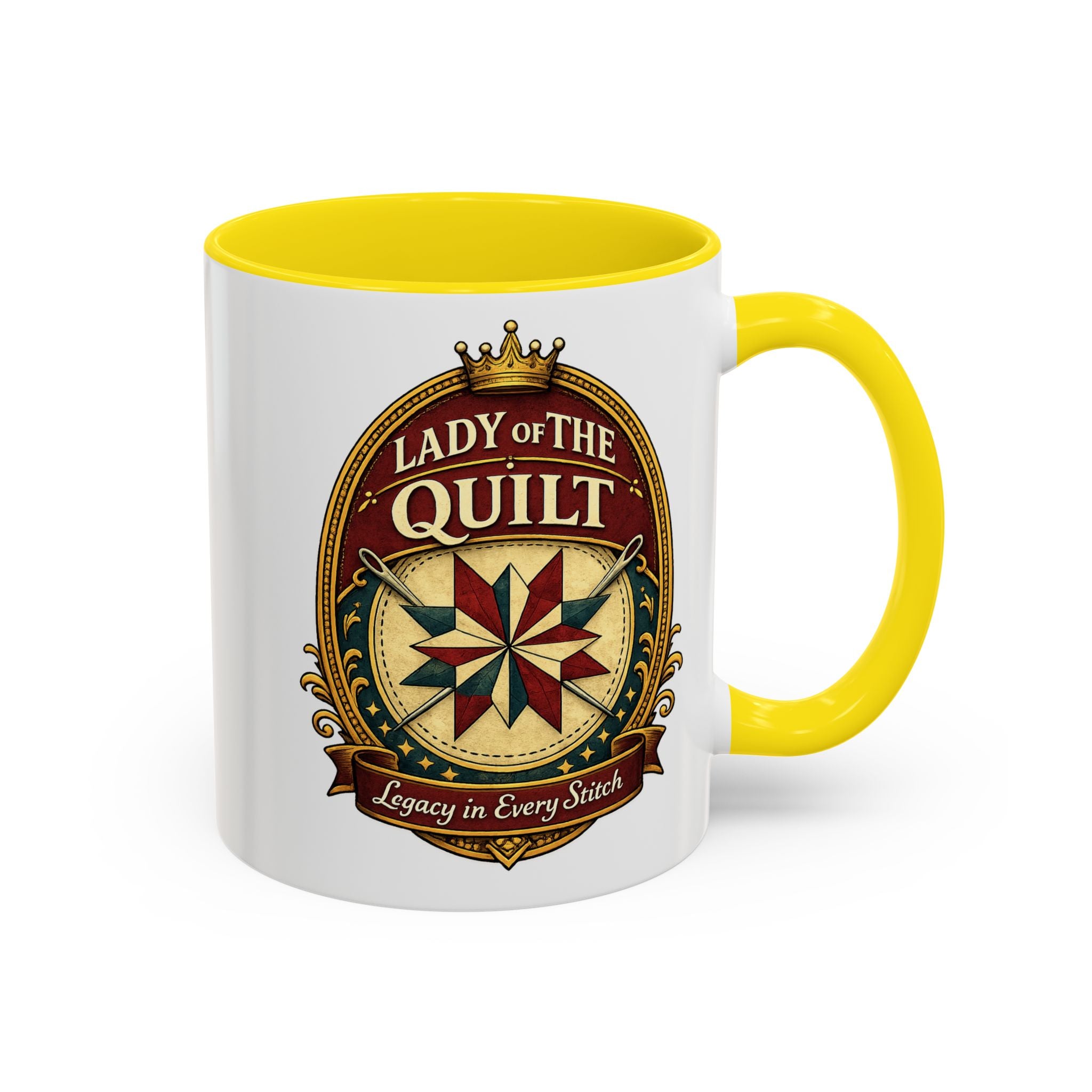 Lady of the Quilt Accent Coffee Mug — 'Legacy in Every Stitch' Quilting Gift