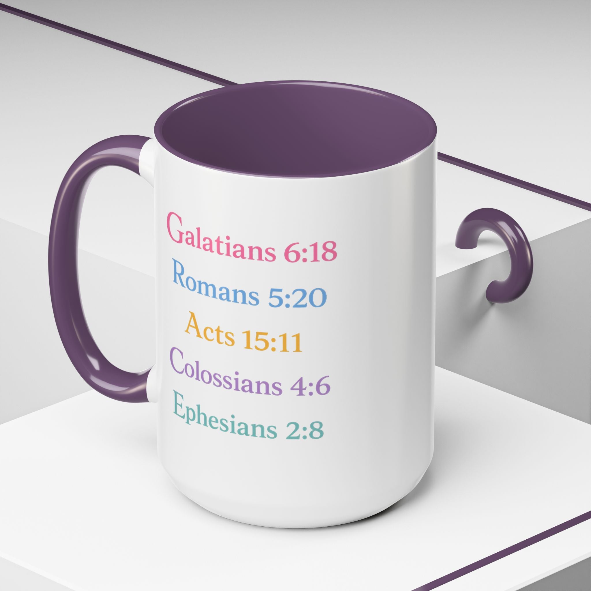 GRACE — Pastel Scripture Typography Mug  -- The Foundation Collection (15 oz)