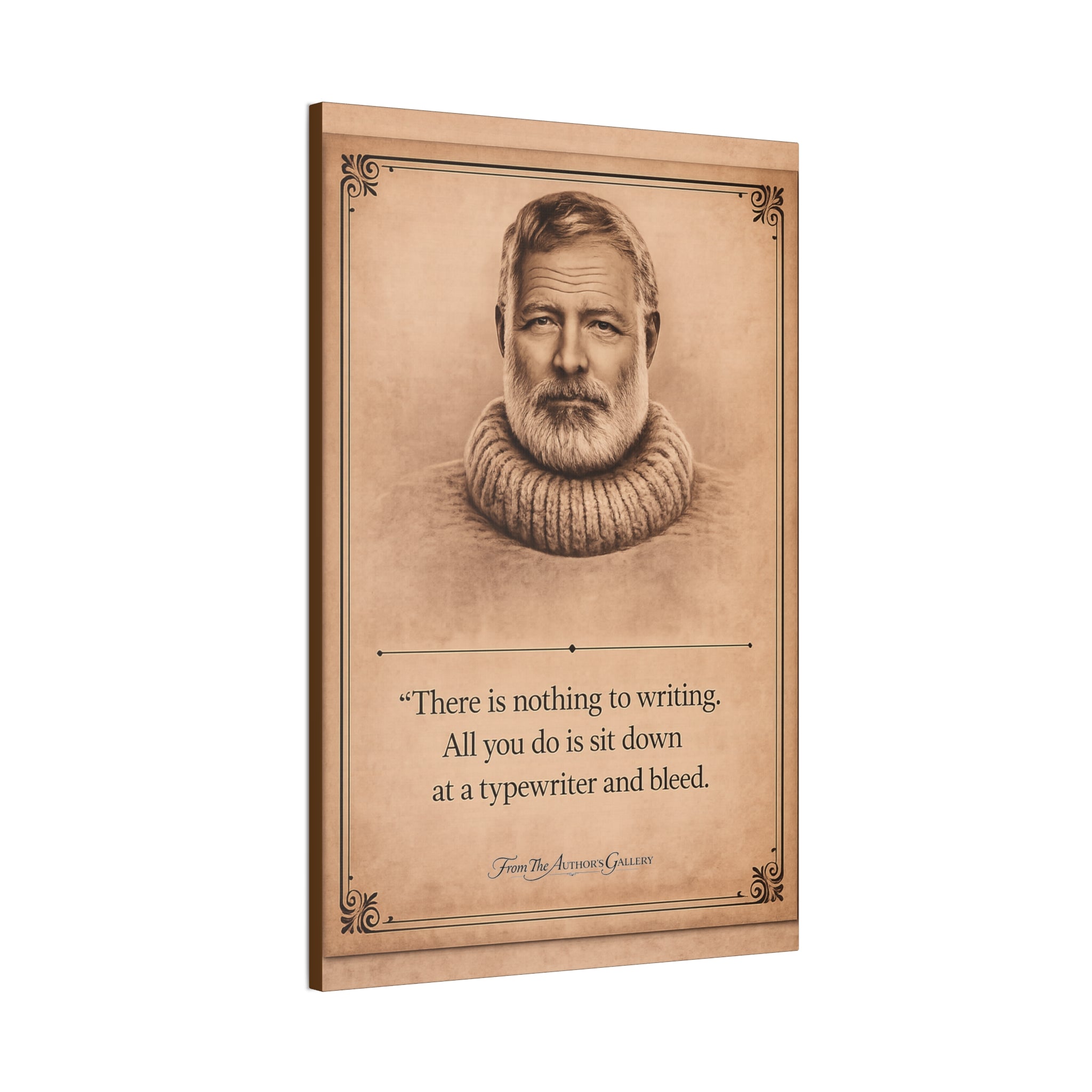 Ernest Hemingway --"There is nothing to writing…" -- Vintage Literary Canvas Piece