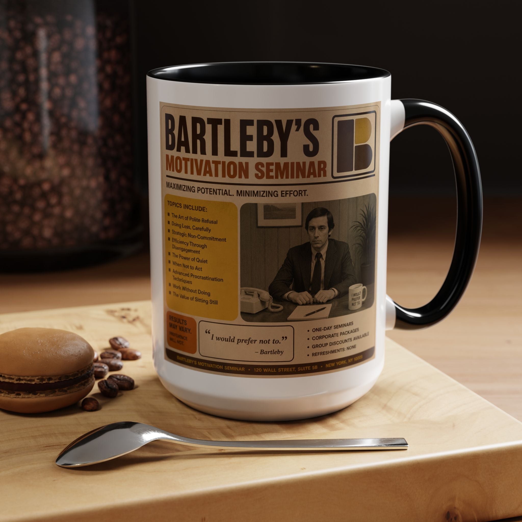 Bartleby’s Motivation Seminar Mug — From The Linguistician Line, A Bard & Beyond Brand