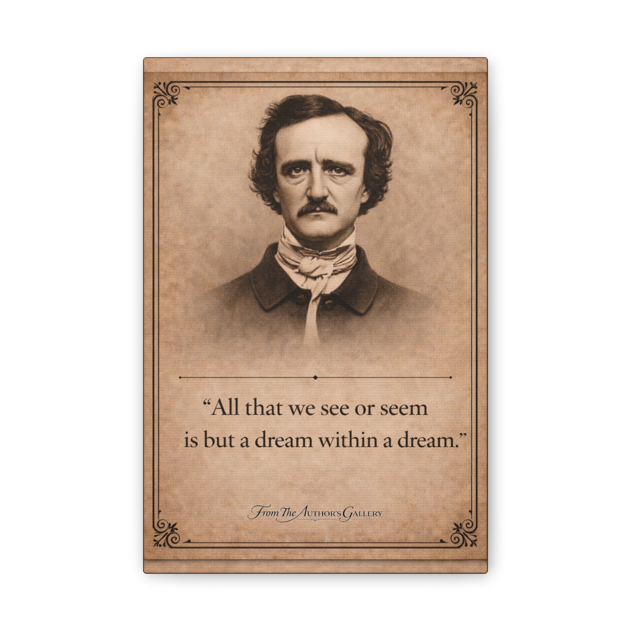 Edgar Allan Poe — "All that we see or seem is but a dream within a dream" --Vintage Literary Canvas Piece