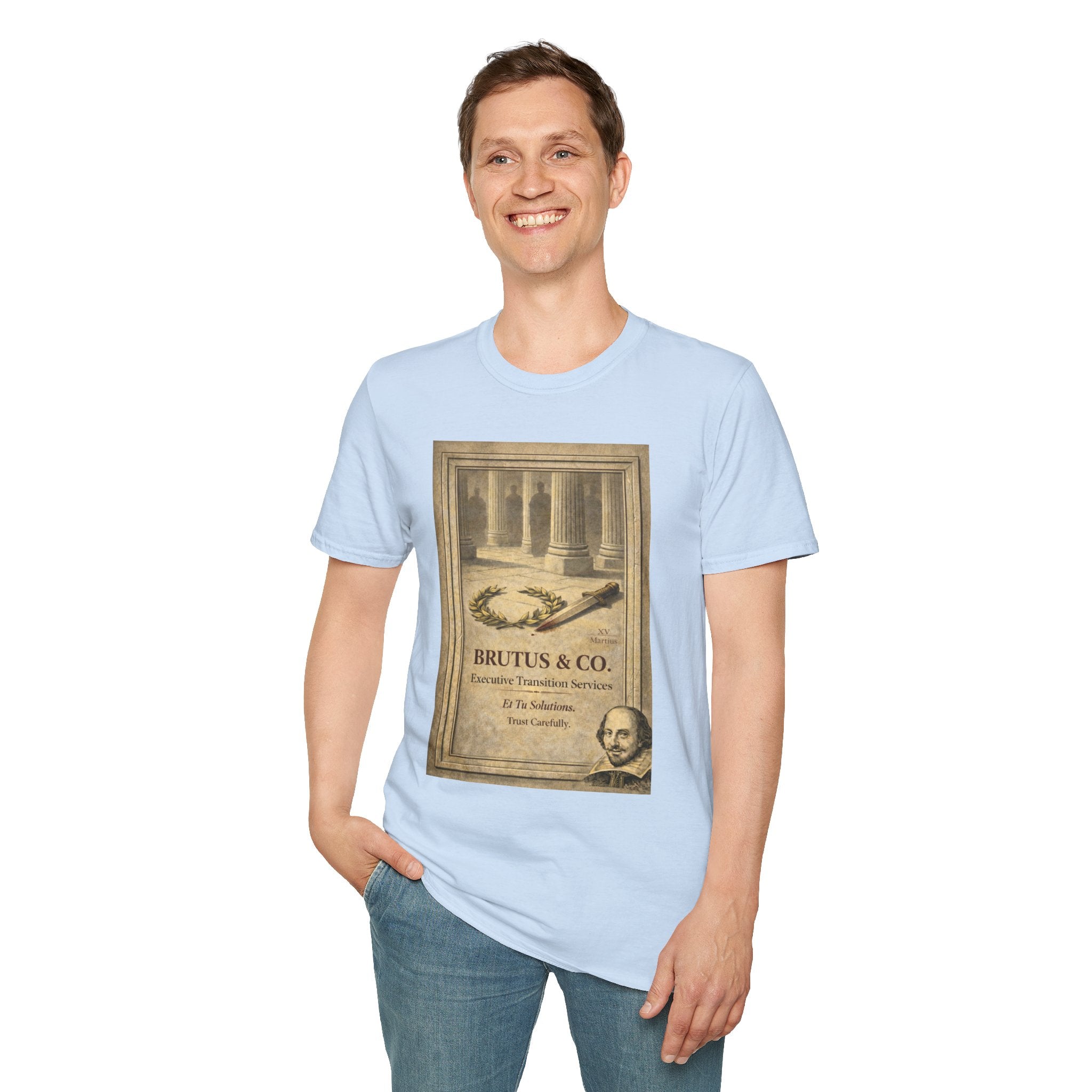 Brutus & Co. Executive Transition Services T-Shirt – Vintage Literary Humor Tee