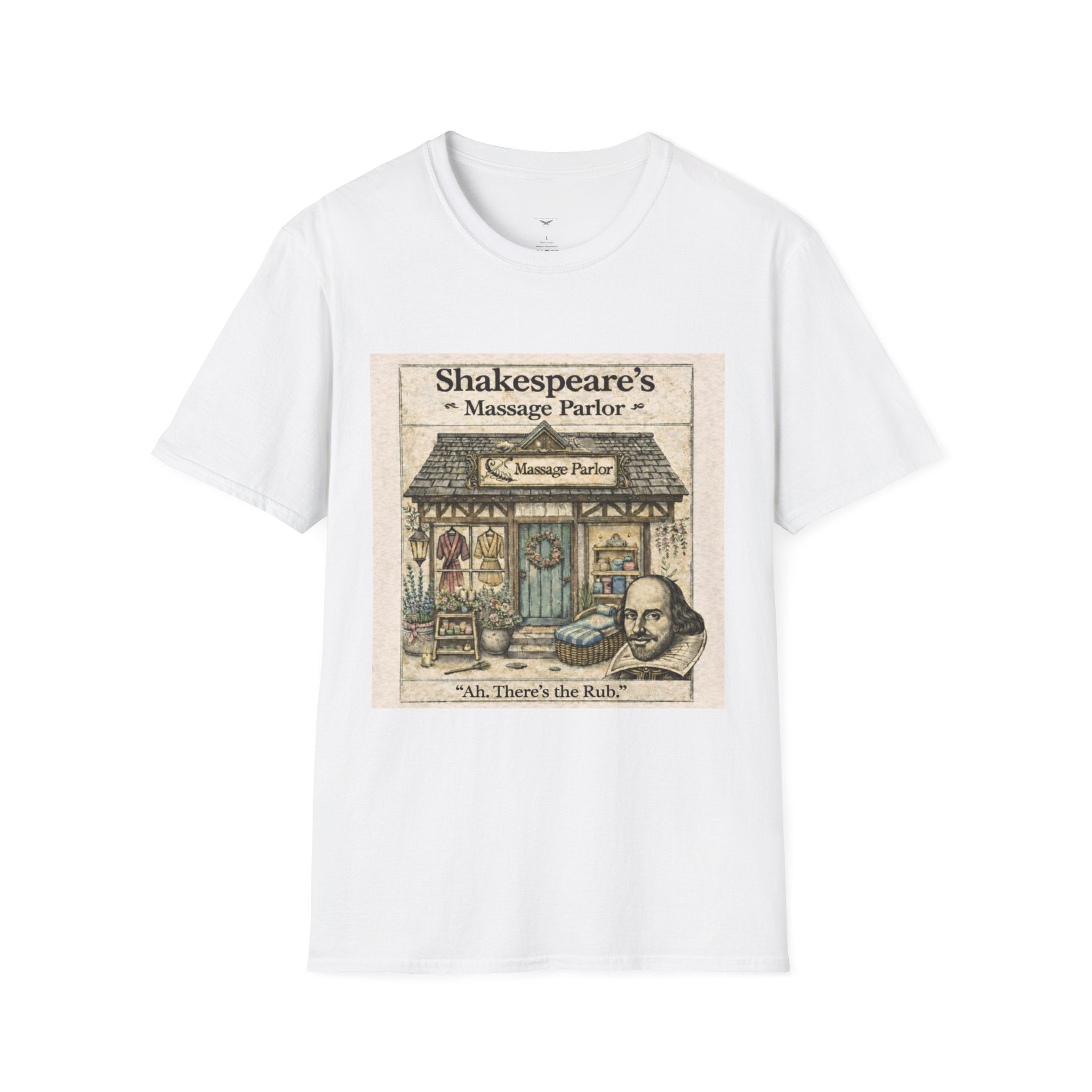 Shakespeare’s Massage Parlor T-Shirt — Vintage Literary Humor Tee