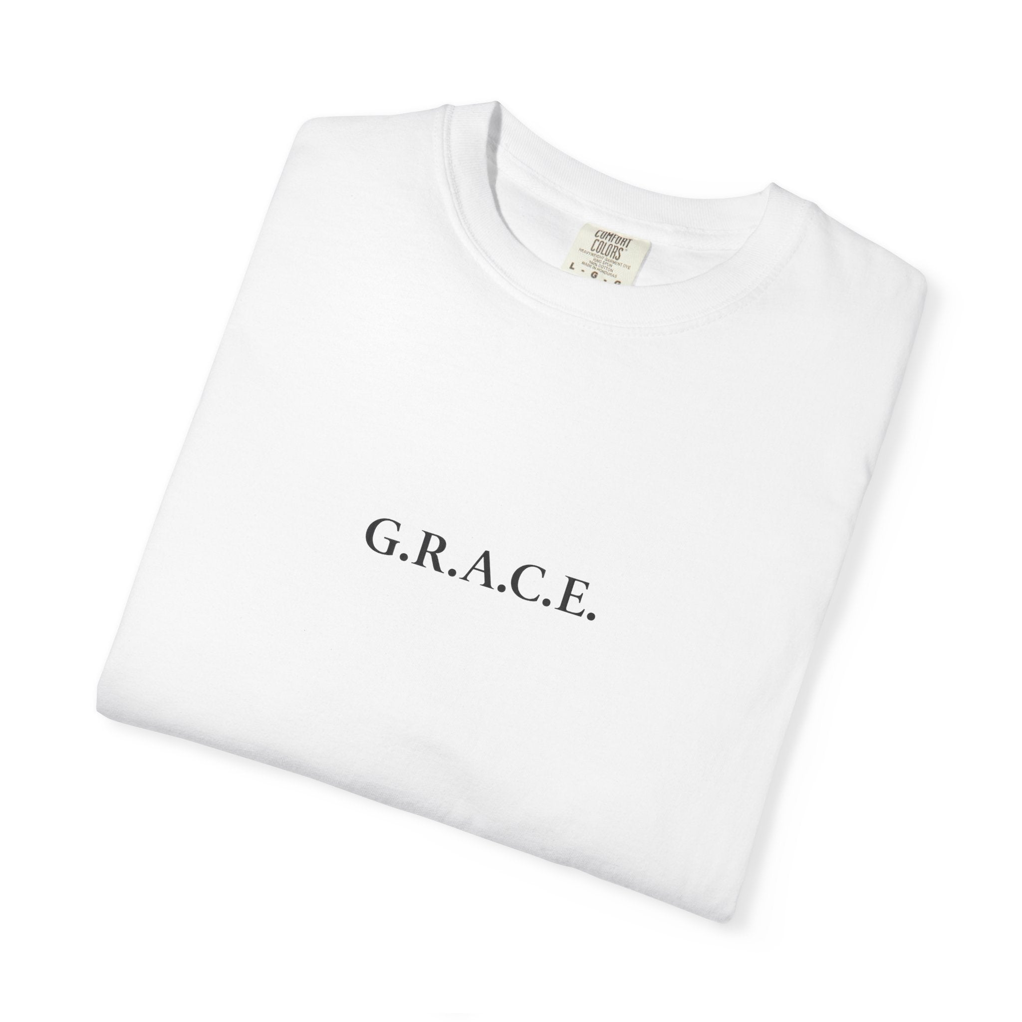 'G.R.A.C.E.' Front Print with Scripture References Back (Christian Faith Tee)