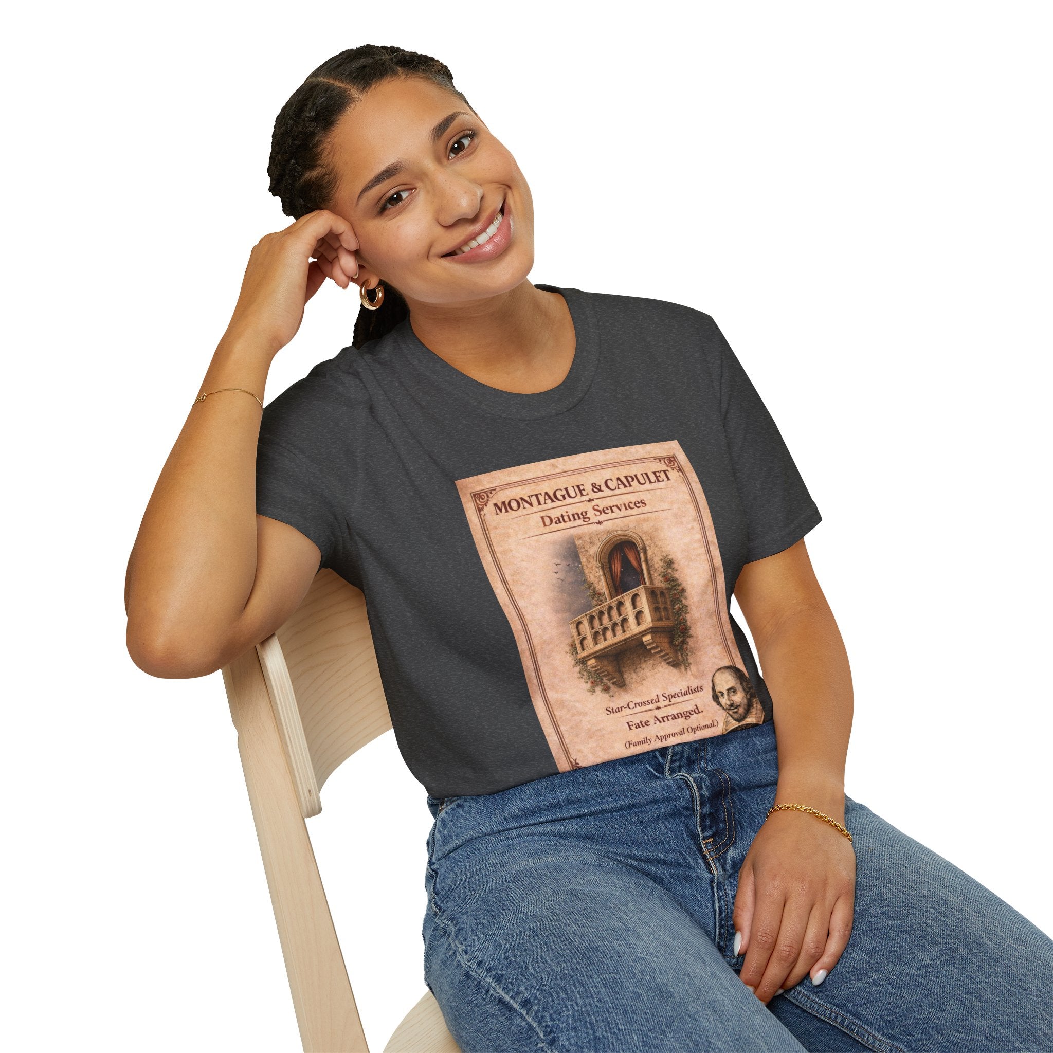 Montague & Capulet Dating Services T-Shirt – Vintage Literary Humor Tee