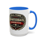Mug - 'All-Time Quarterback Emeritus' Vintage Football Crest Coffee Mug (11oz/15oz)