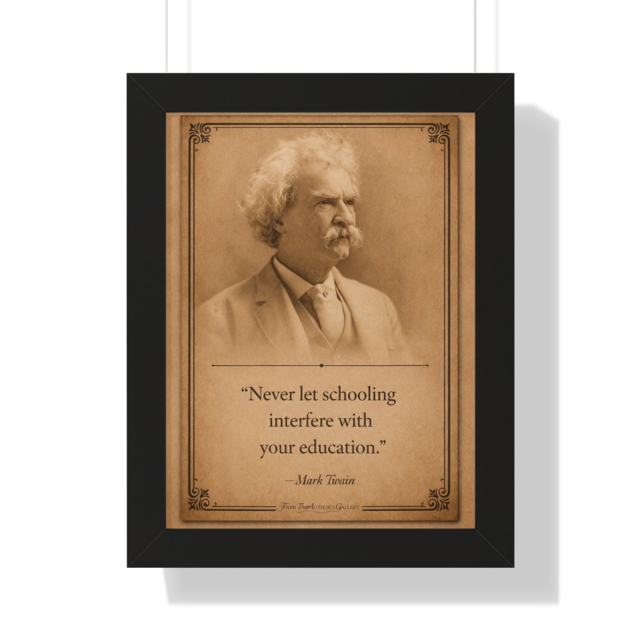Twain on Schooling -- Framed Vintage Literary Print -- The Author's Gallery