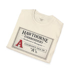 Hawthorne Embroidery T-Shirt - Vintage Literary Humor Tee