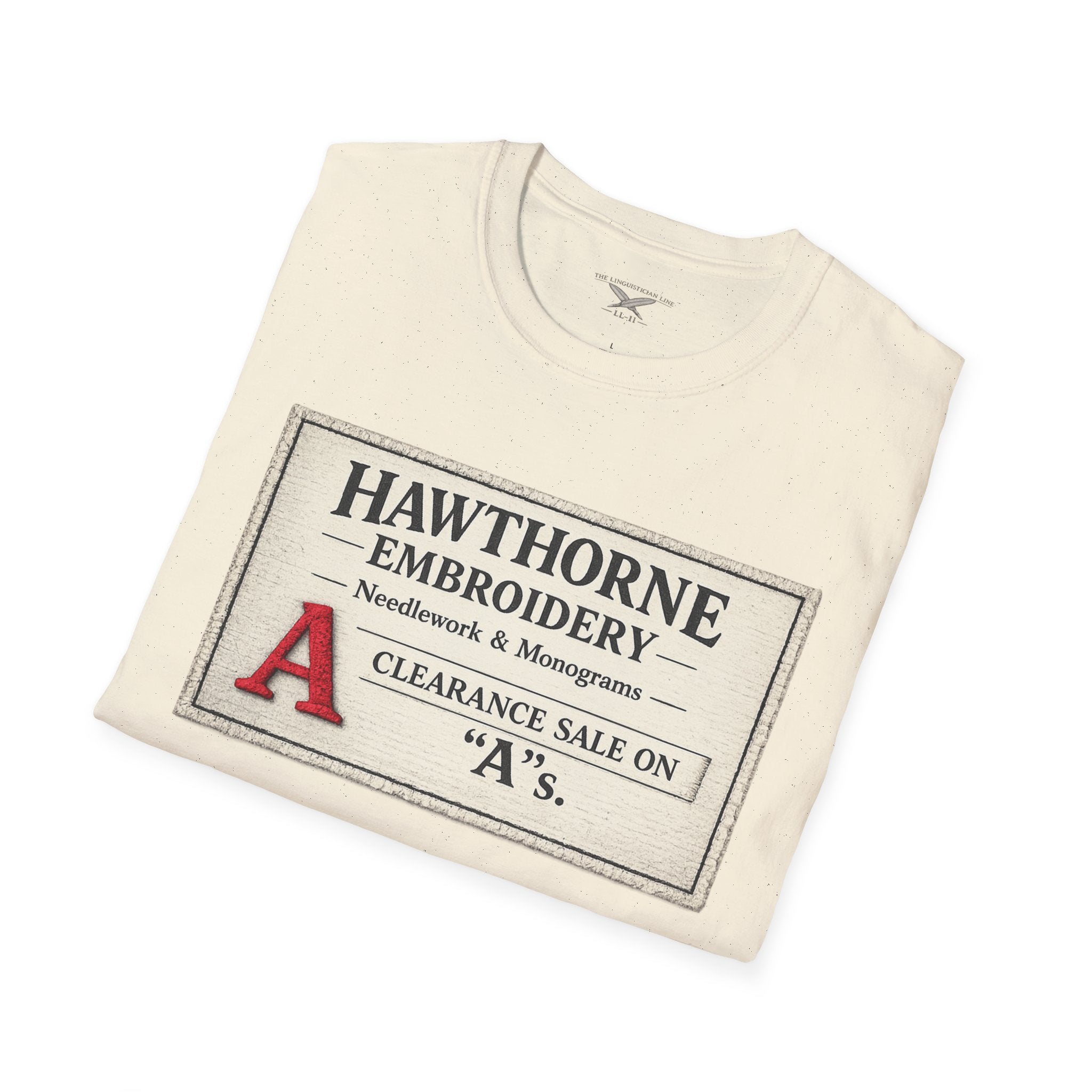 Hawthorne Embroidery T-Shirt - Vintage Literary Humor Tee