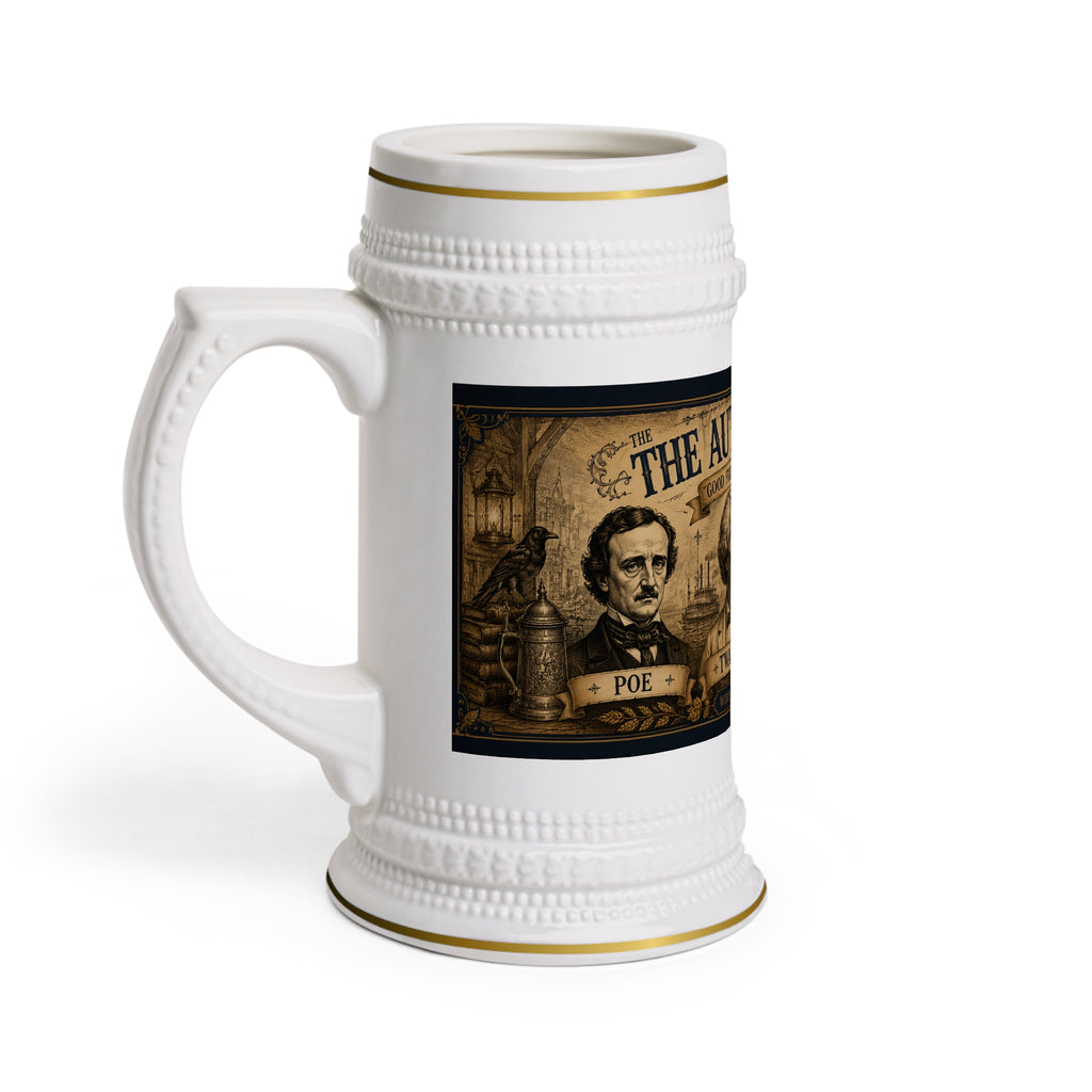 Author's Tavern Beer Stein – Literary Legends Mug (Poe, Twain, Hemingway & Shakespeare)