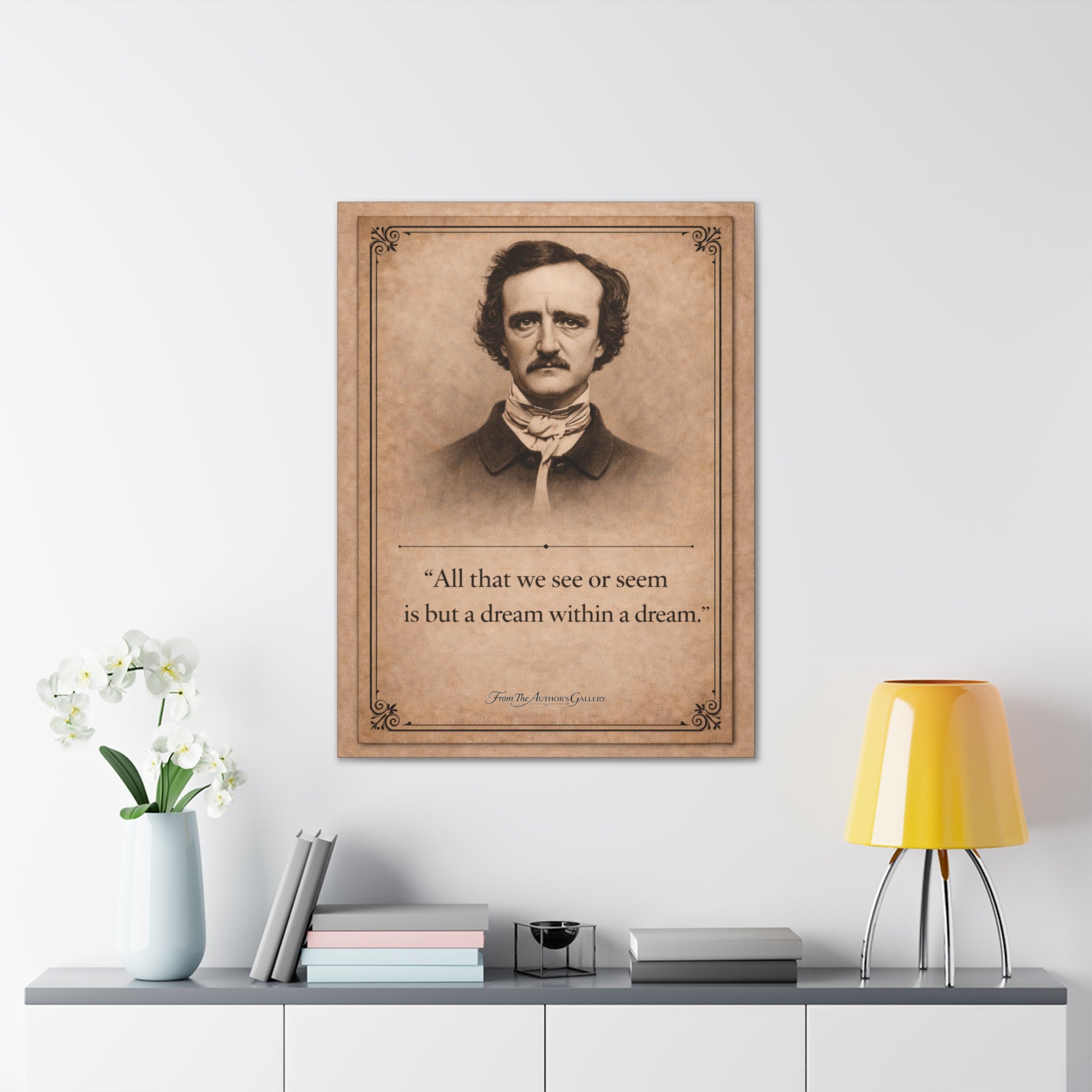Edgar Allan Poe — "All that we see or seem is but a dream within a dream" --Vintage Literary Canvas Piece
