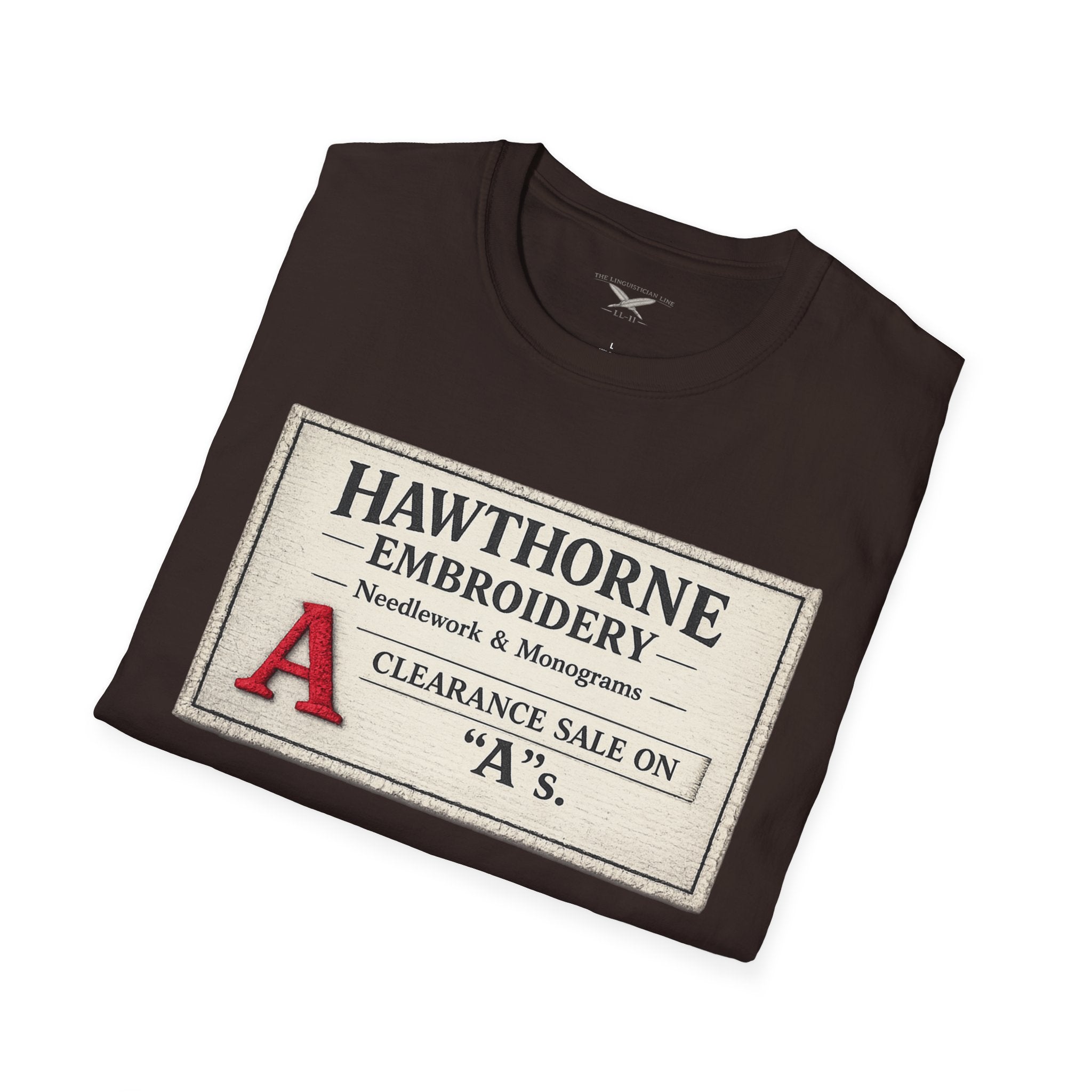 Hawthorne Embroidery T-Shirt - Vintage Literary Humor Tee