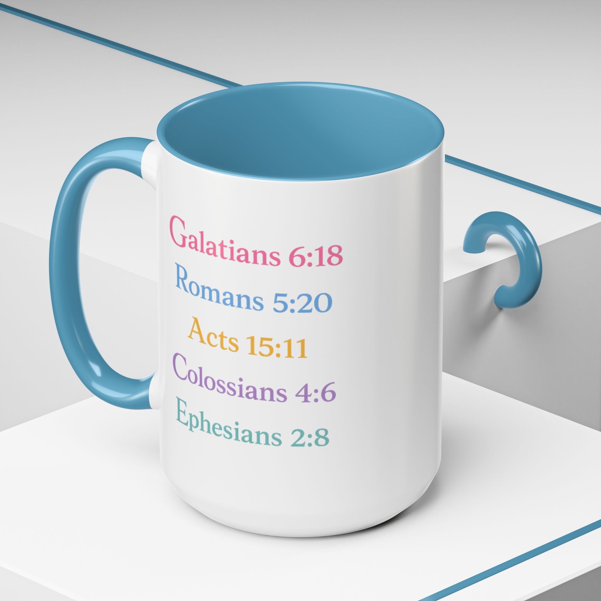GRACE — Pastel Scripture Typography Mug  -- The Foundation Collection (15 oz)