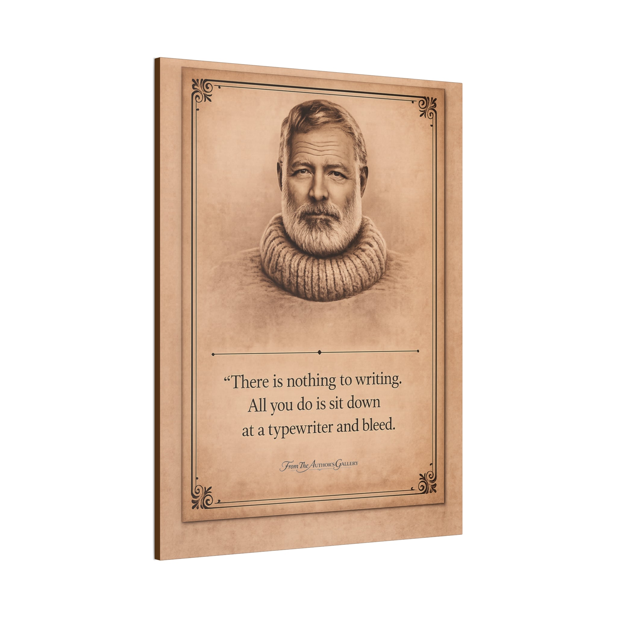 Ernest Hemingway --"There is nothing to writing…" -- Vintage Literary Canvas Piece