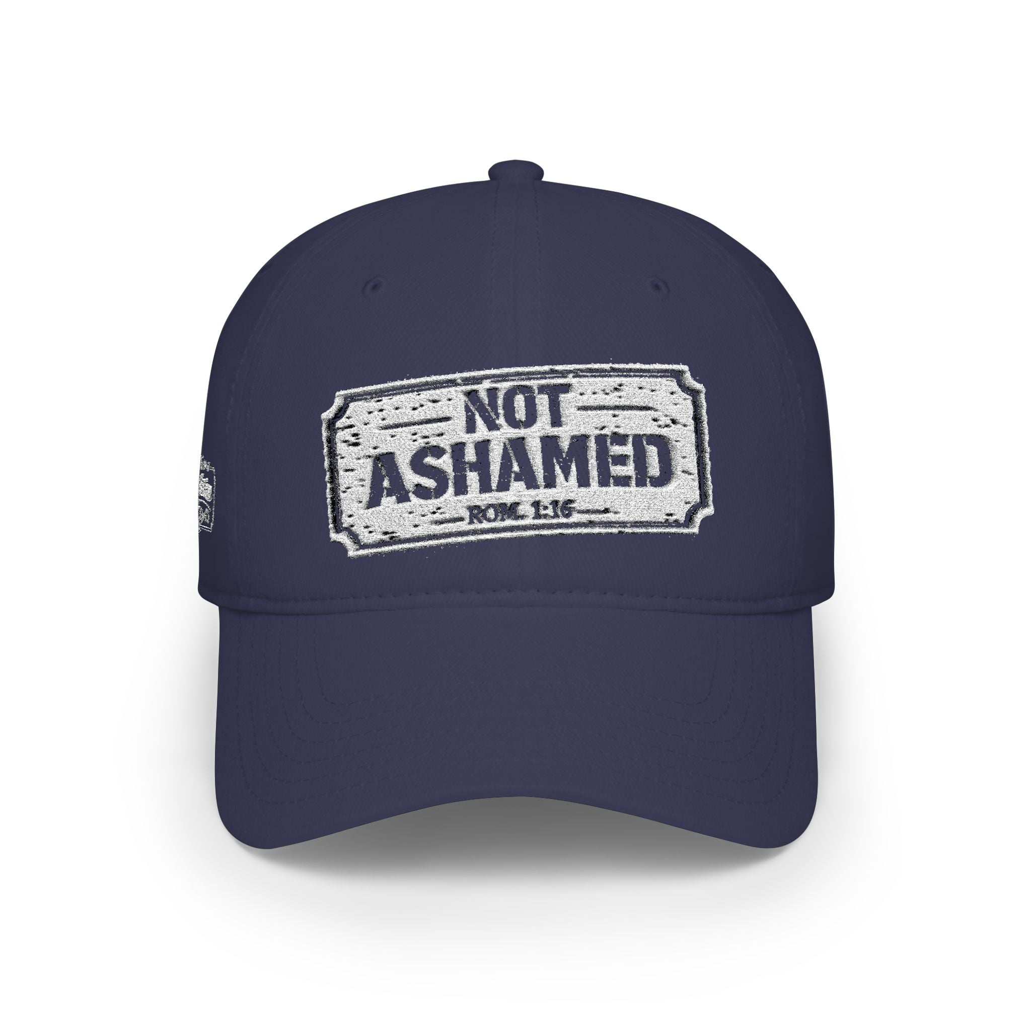 Not Ashamed — Romans 1:16 — Embroidered Cap | The Foundation Collection (Dark Colors)