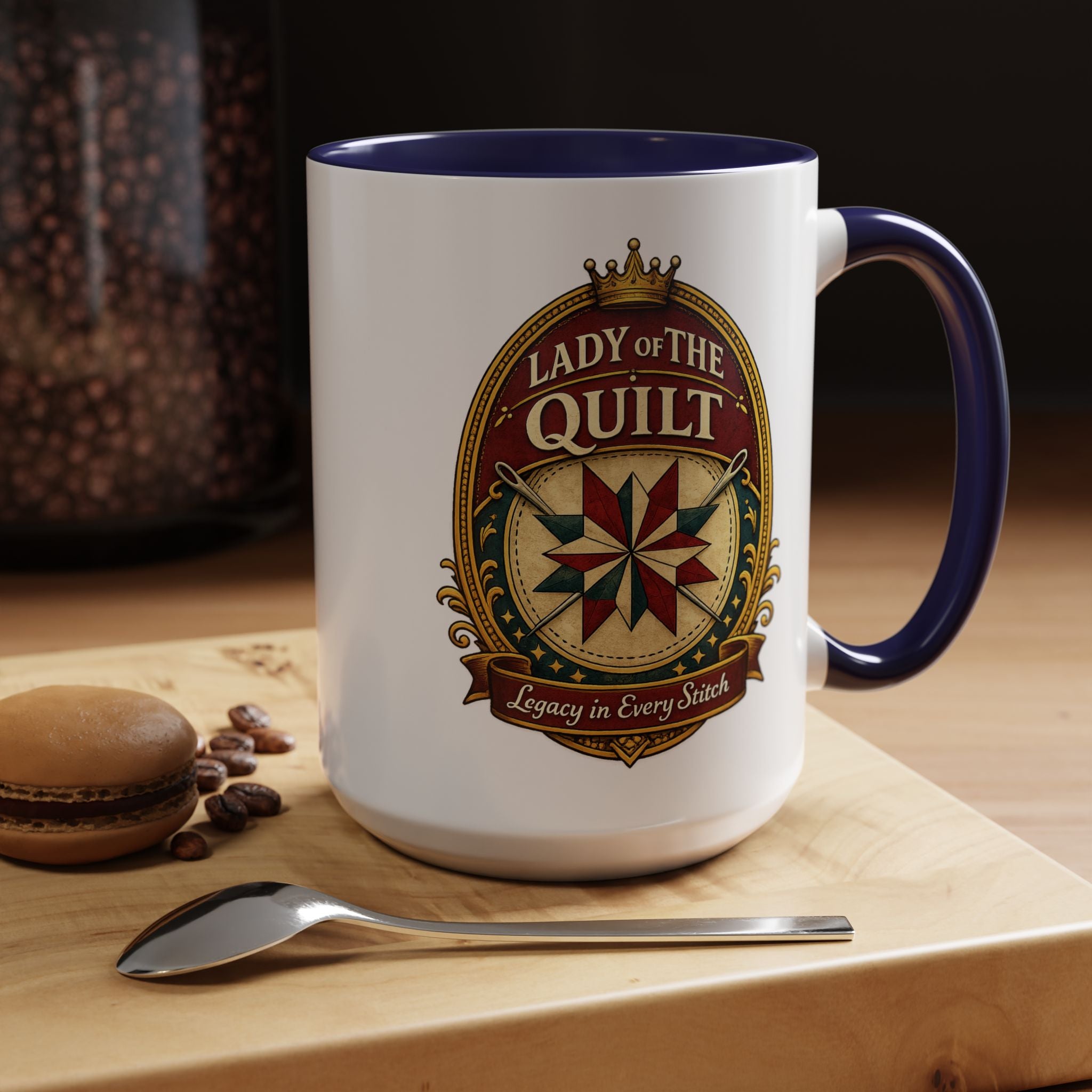 Lady of the Quilt Accent Coffee Mug — 'Legacy in Every Stitch' Quilting Gift