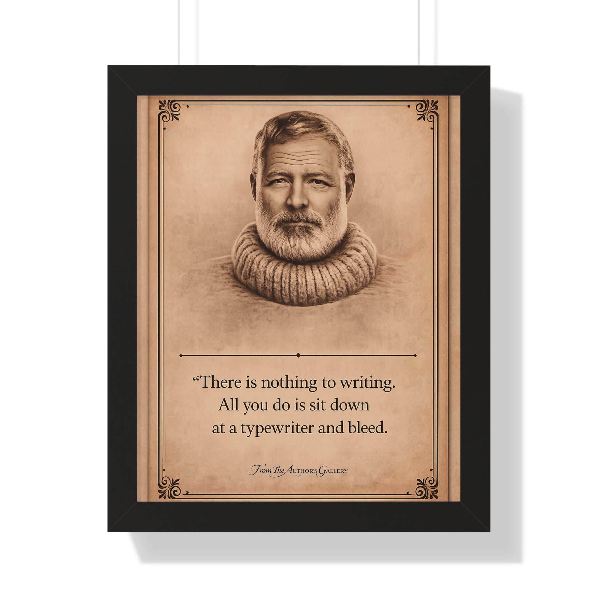 Hemingway — Framed Vintage Literary Print — The Author’s Gallery
