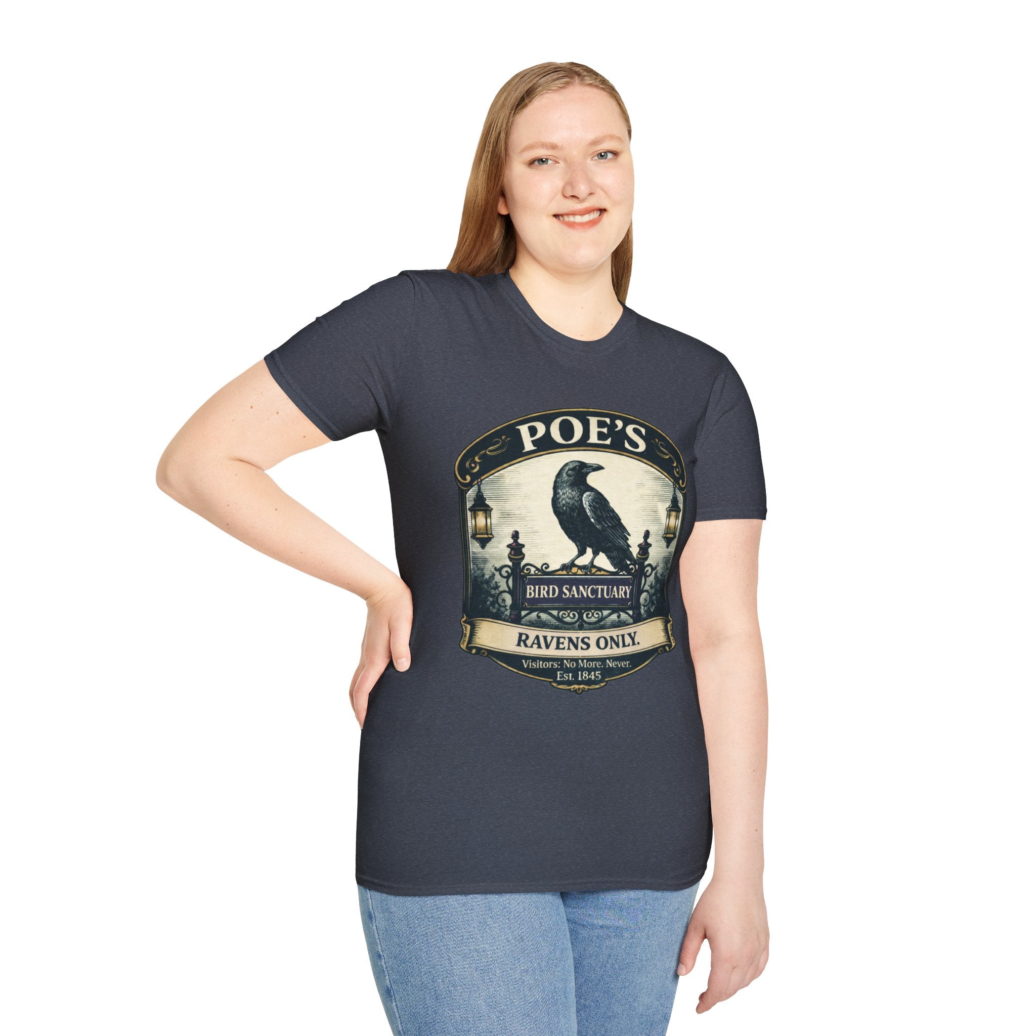 Poe’s Bird Sanctuary T-Shirt – Vintage Literary Humor Tee