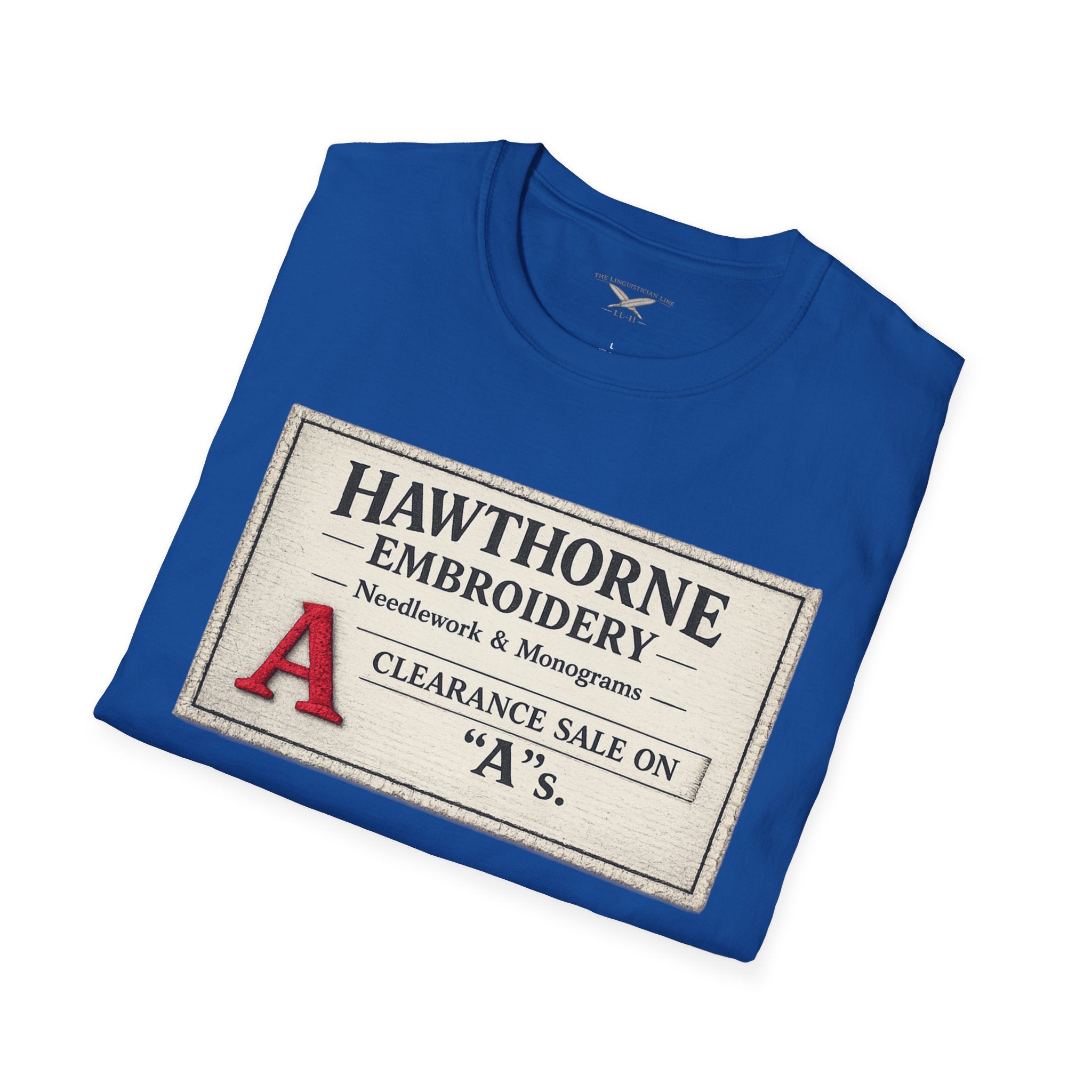 Hawthorne Embroidery T-Shirt - Vintage Literary Humor Tee
