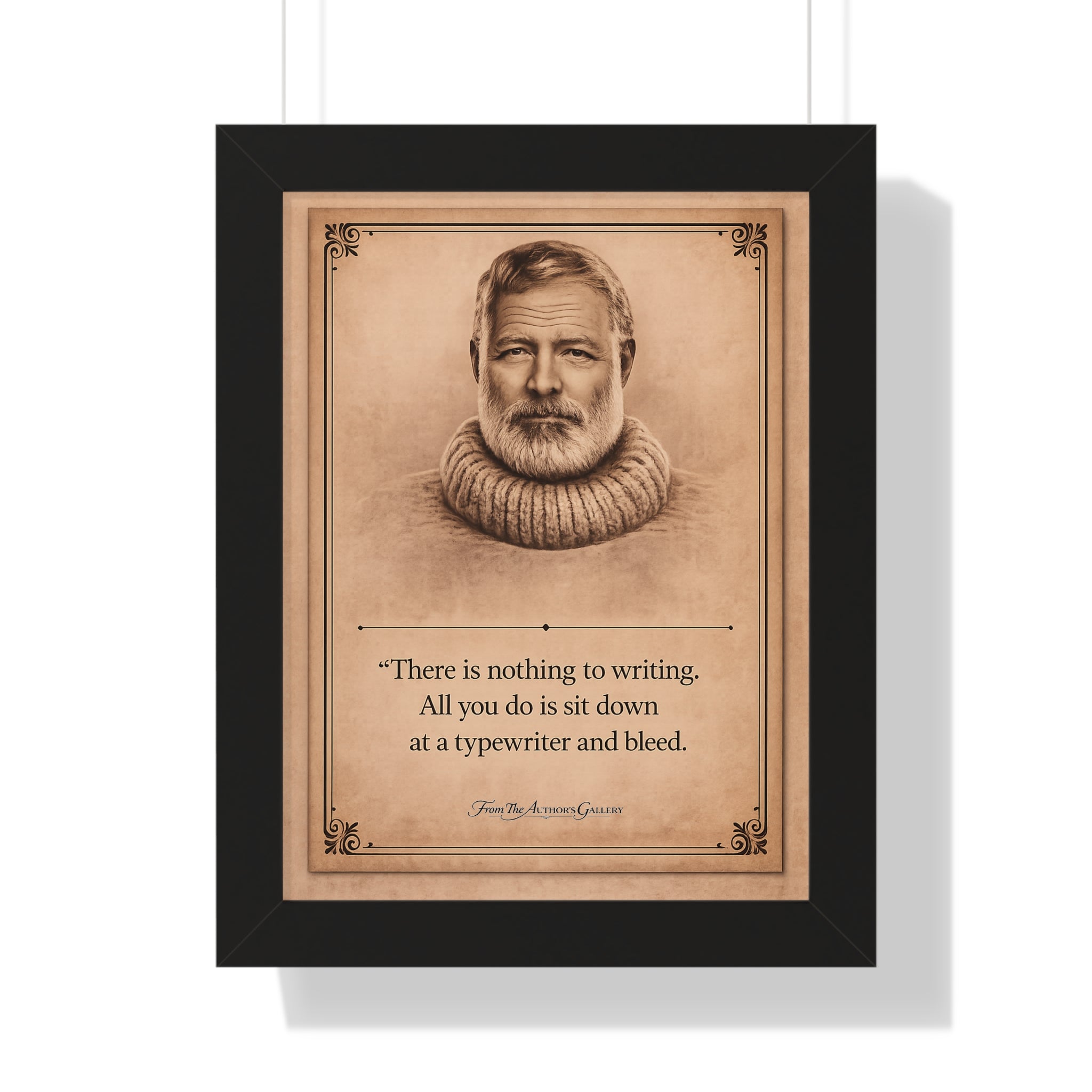 Hemingway — Framed Vintage Literary Print — The Author’s Gallery