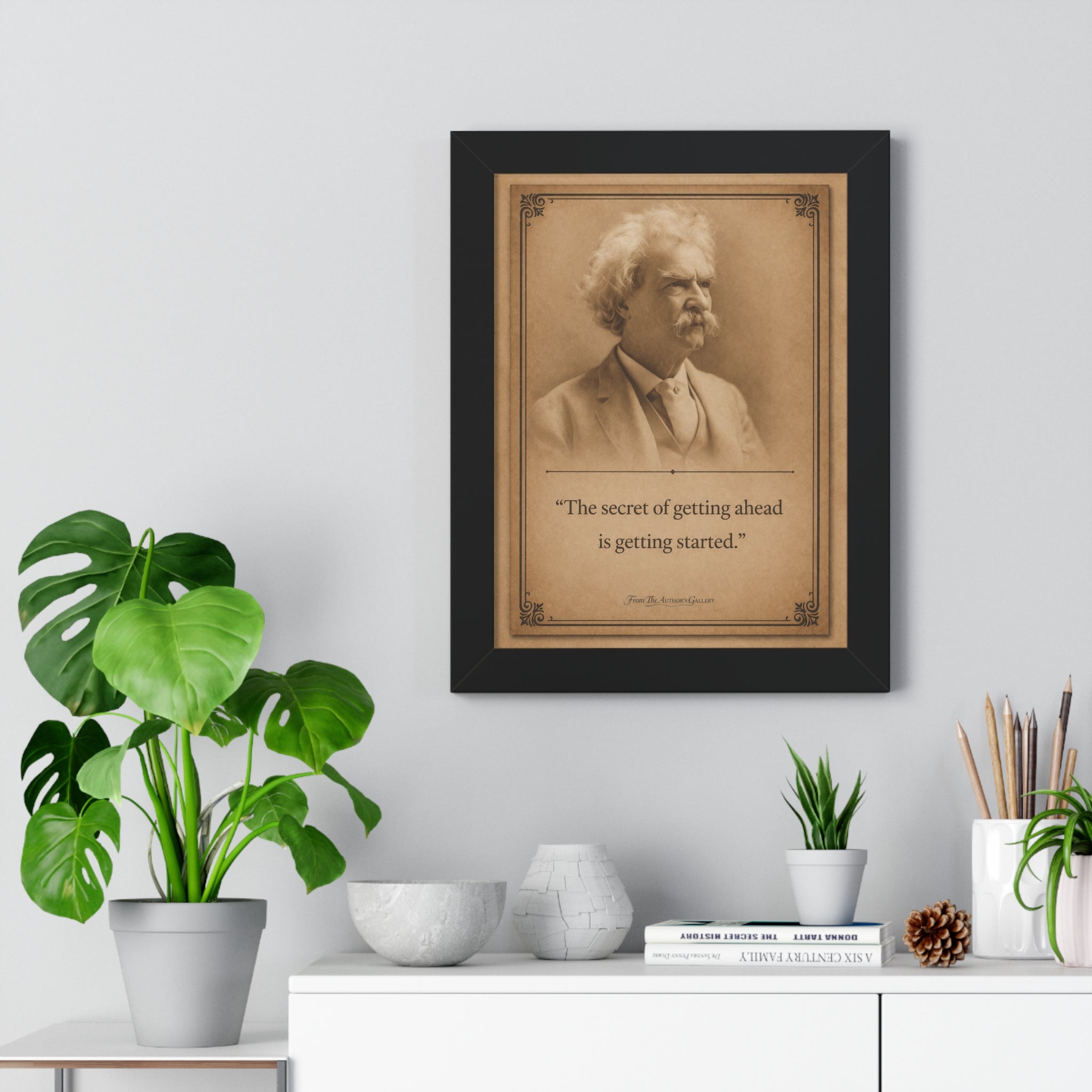 Twain on Getting Ahead -- Framed Vintage Literary Print -- The Author's Gallery