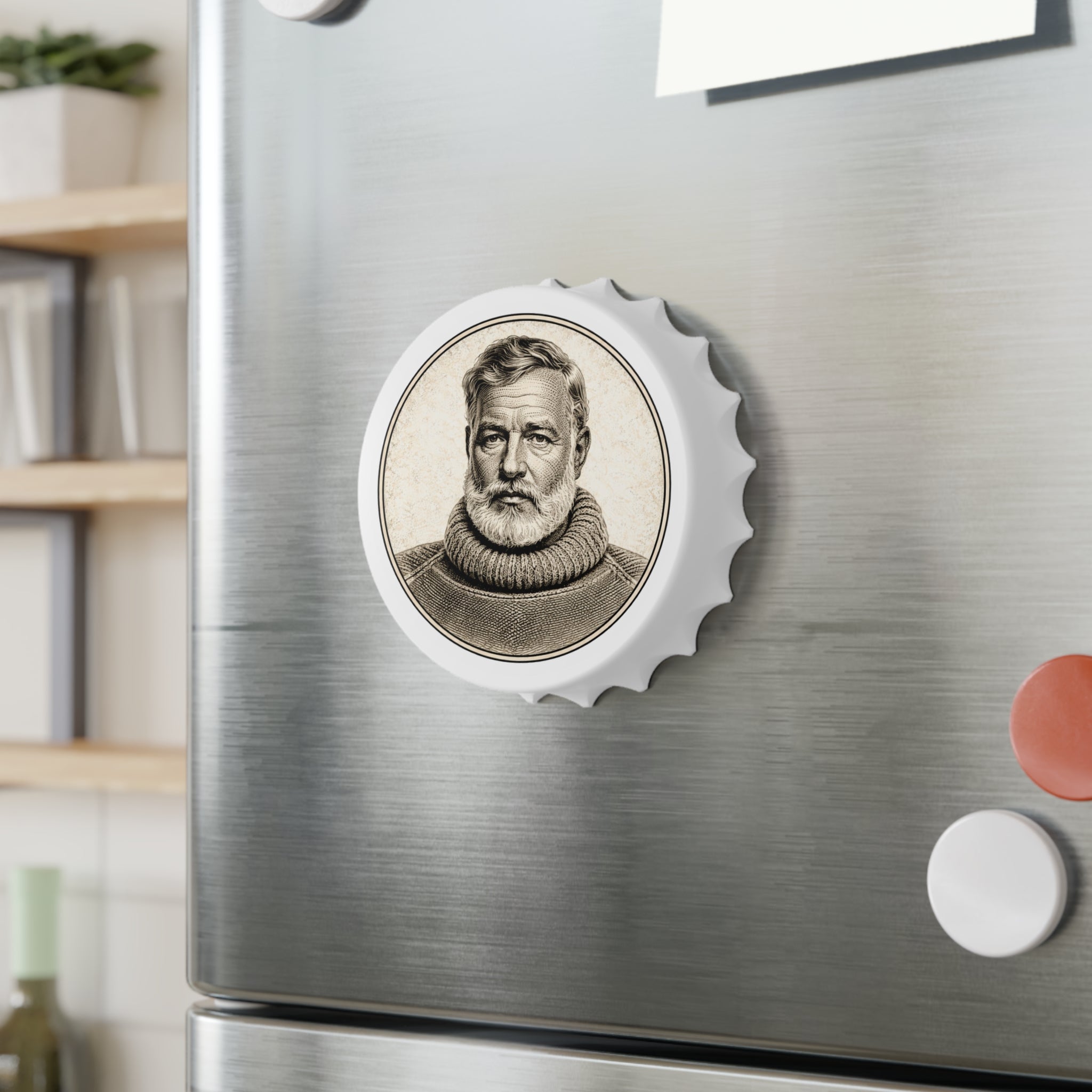 Vintage Seafarer Bottle Opener — Ernest Hemingway Portrait