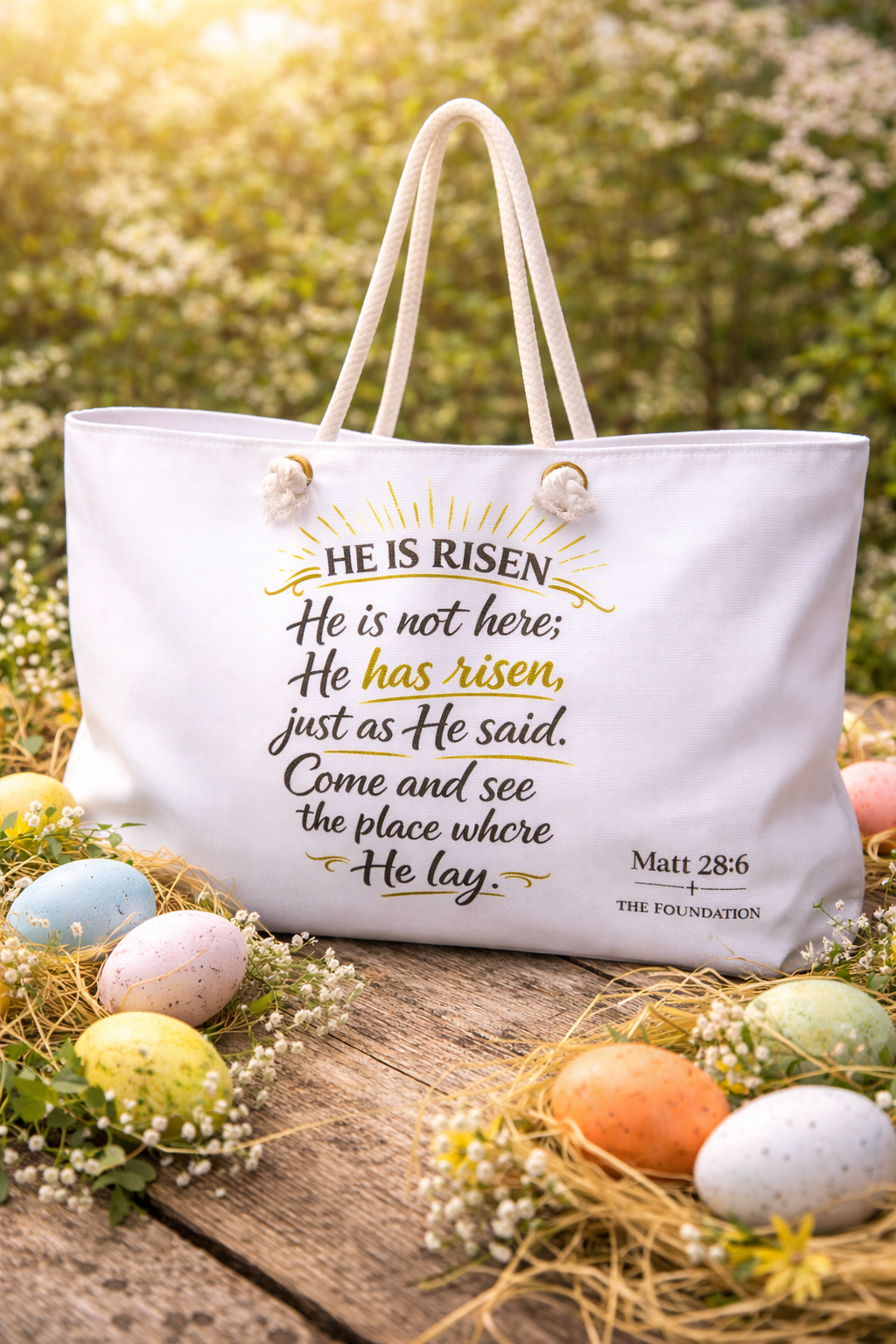 Weekender Bag — "He is risen"  Matthew 28:6     From The Foundation
