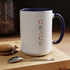 GRACE — Pastel Scripture Typography Mug  -- The Foundation Collection (15 oz)