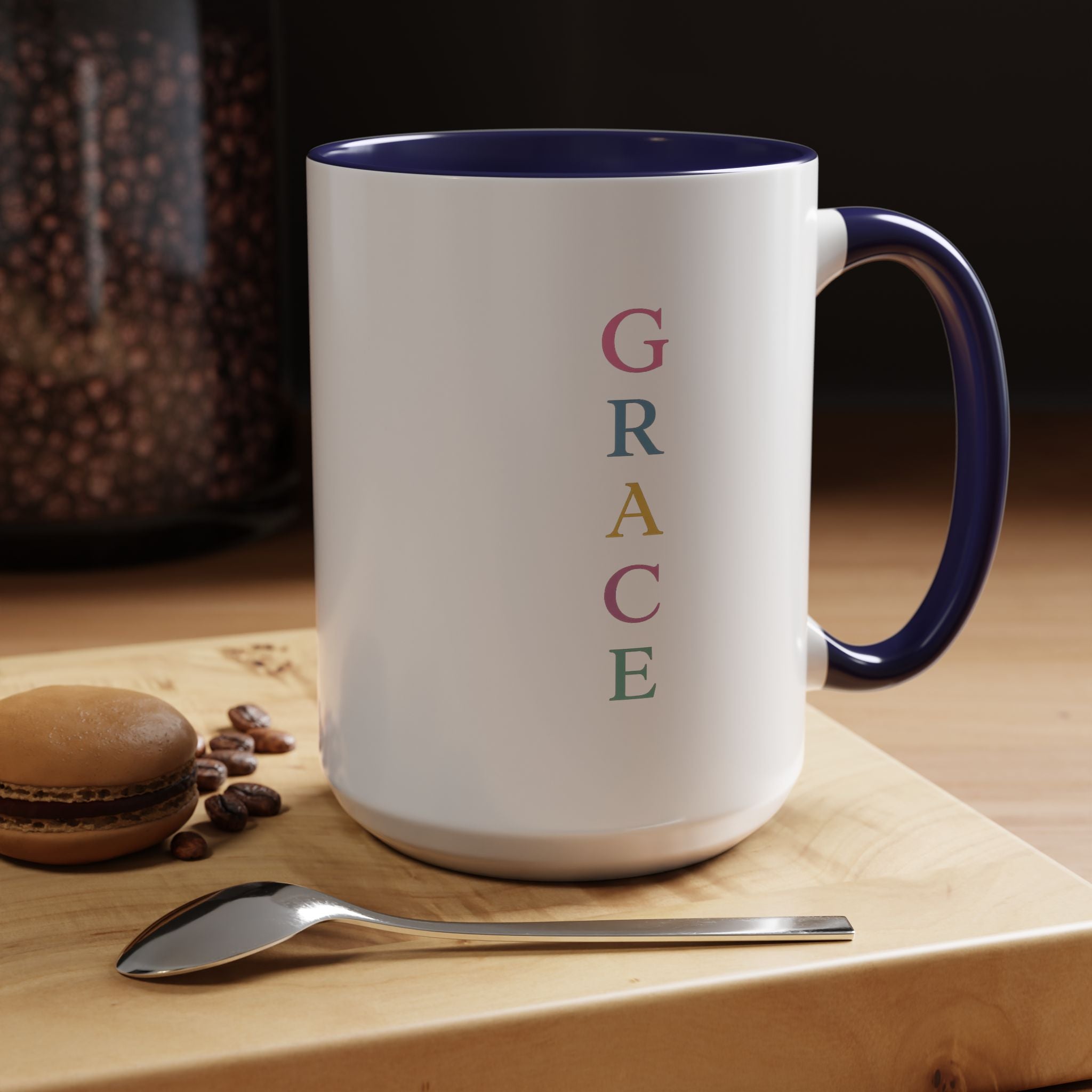 GRACE — Pastel Scripture Typography Mug  -- The Foundation Collection (15 oz)