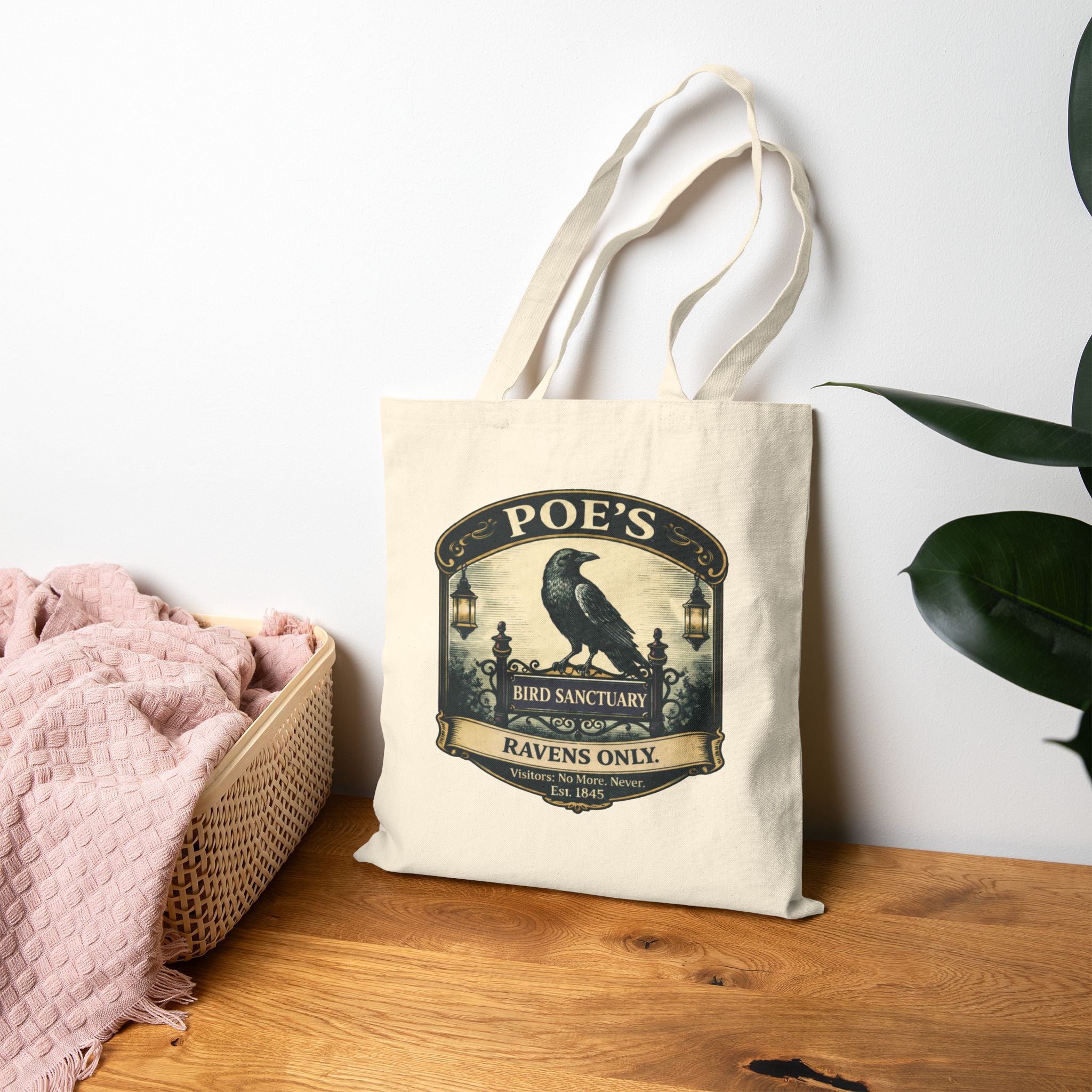 Poe's Bird Sanctuary Canvas Carry-All -- Vintage Literary Humor