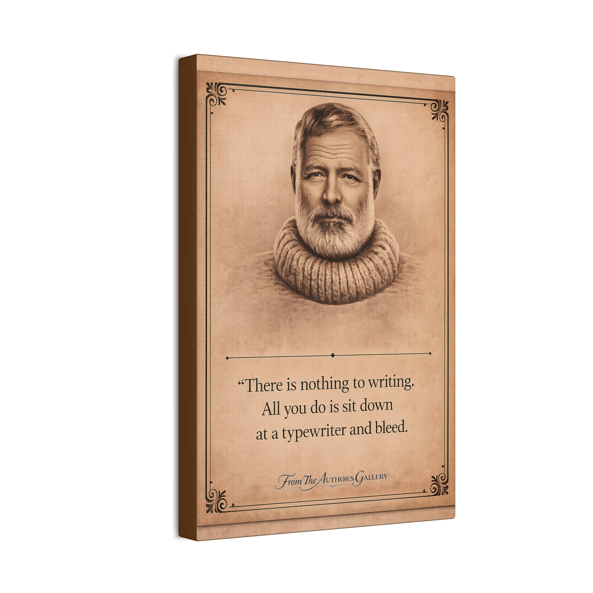 Ernest Hemingway --"There is nothing to writing…" -- Vintage Literary Canvas Piece