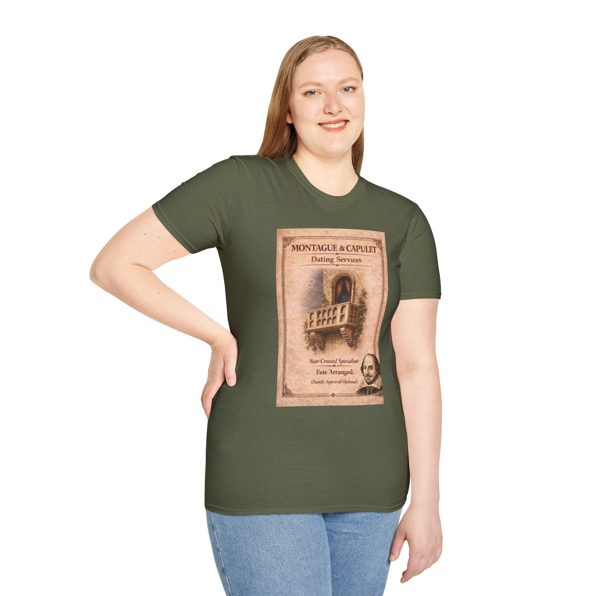 Montague & Capulet Dating Services T-Shirt – Vintage Literary Humor Tee